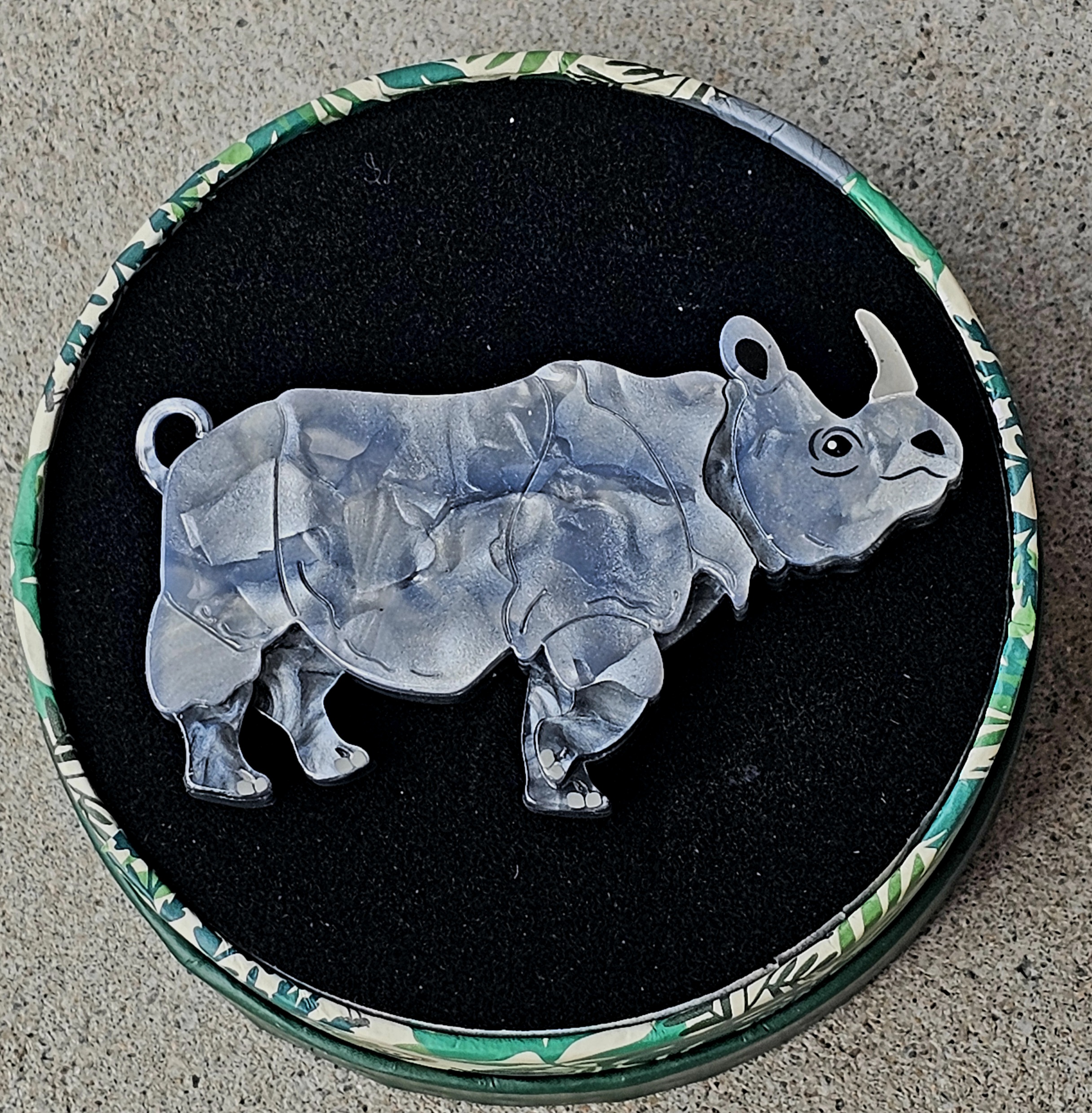 Erstwilder Brooch - Javan Rhino - morpeth antique centre hunter valley region erstwilder the rarest kind endangered threatened species brooch earrings enamel pin double javan rhino