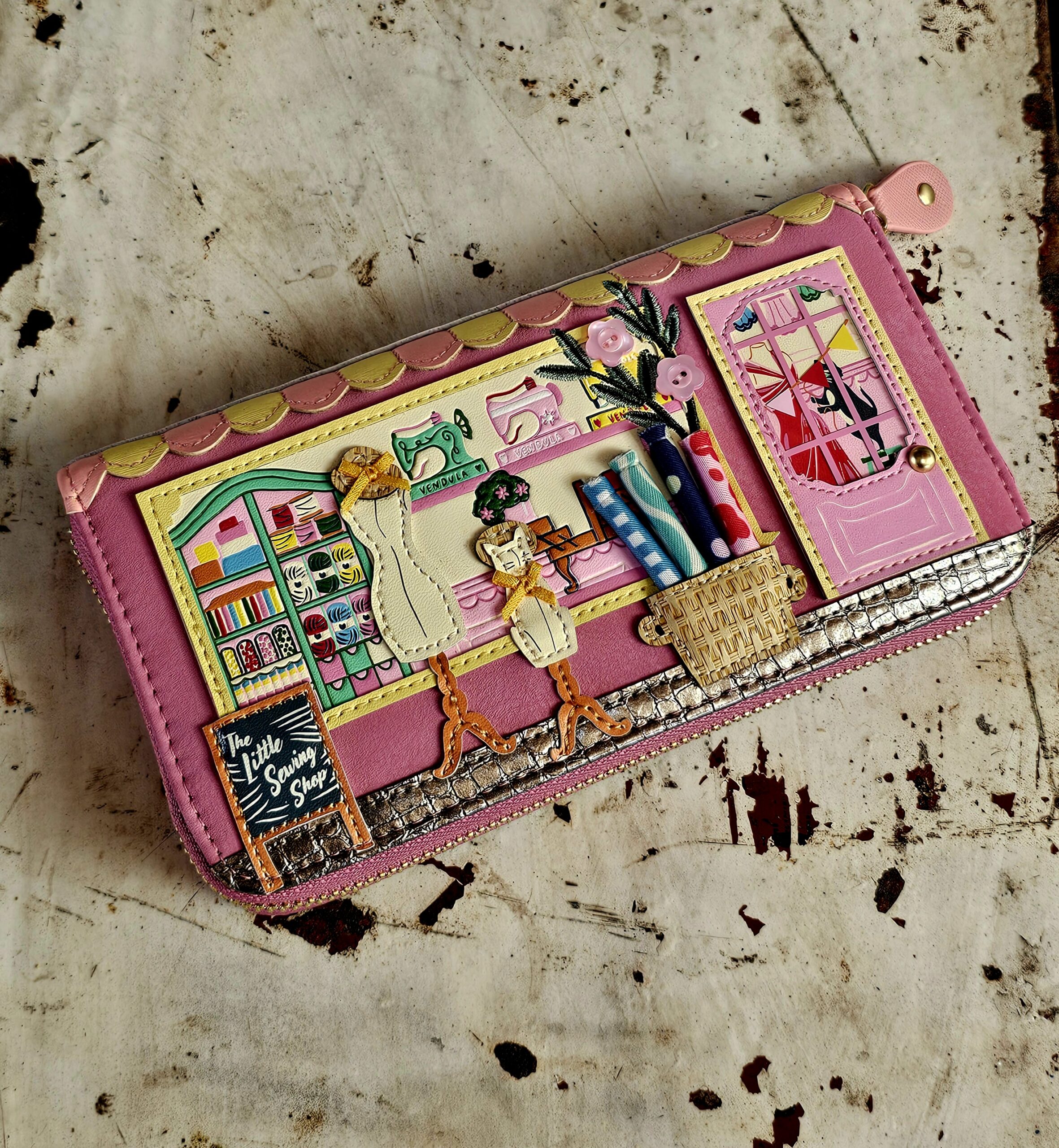 Vendula Zip Around Wallet - Sewing Shop - morpeth antique centre hunter valley region vendula london collectable grab grace phone pouch kate card coin zip wallet purse handbag cotton reel sewing shop store little