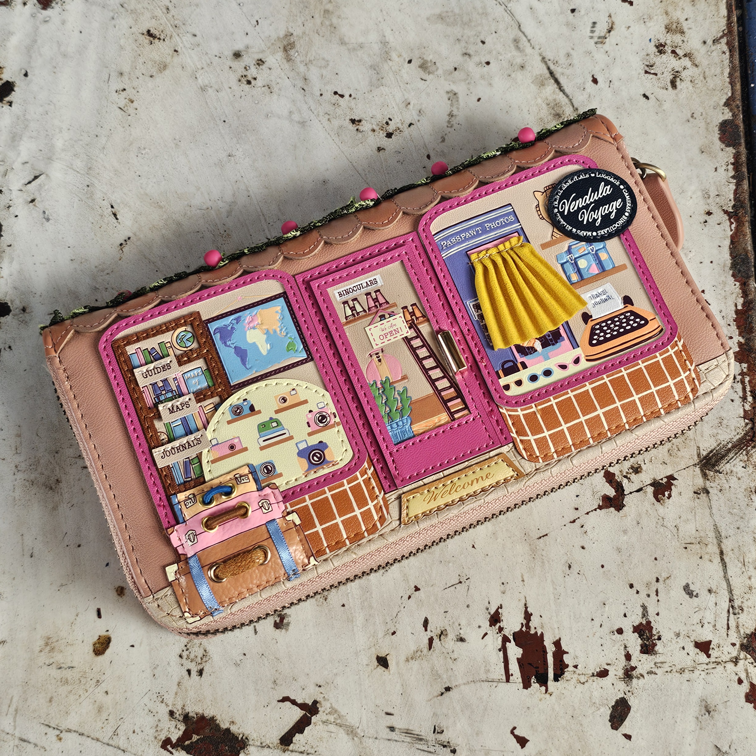 Vendula Zip Around Wallet - Voyage Travel Wallet - morpeth antique centre hunter valley region vendula london collectable grab grace phone pouch kate card coin zip wallet purse handbag florist flower posies patisseries shop store travel