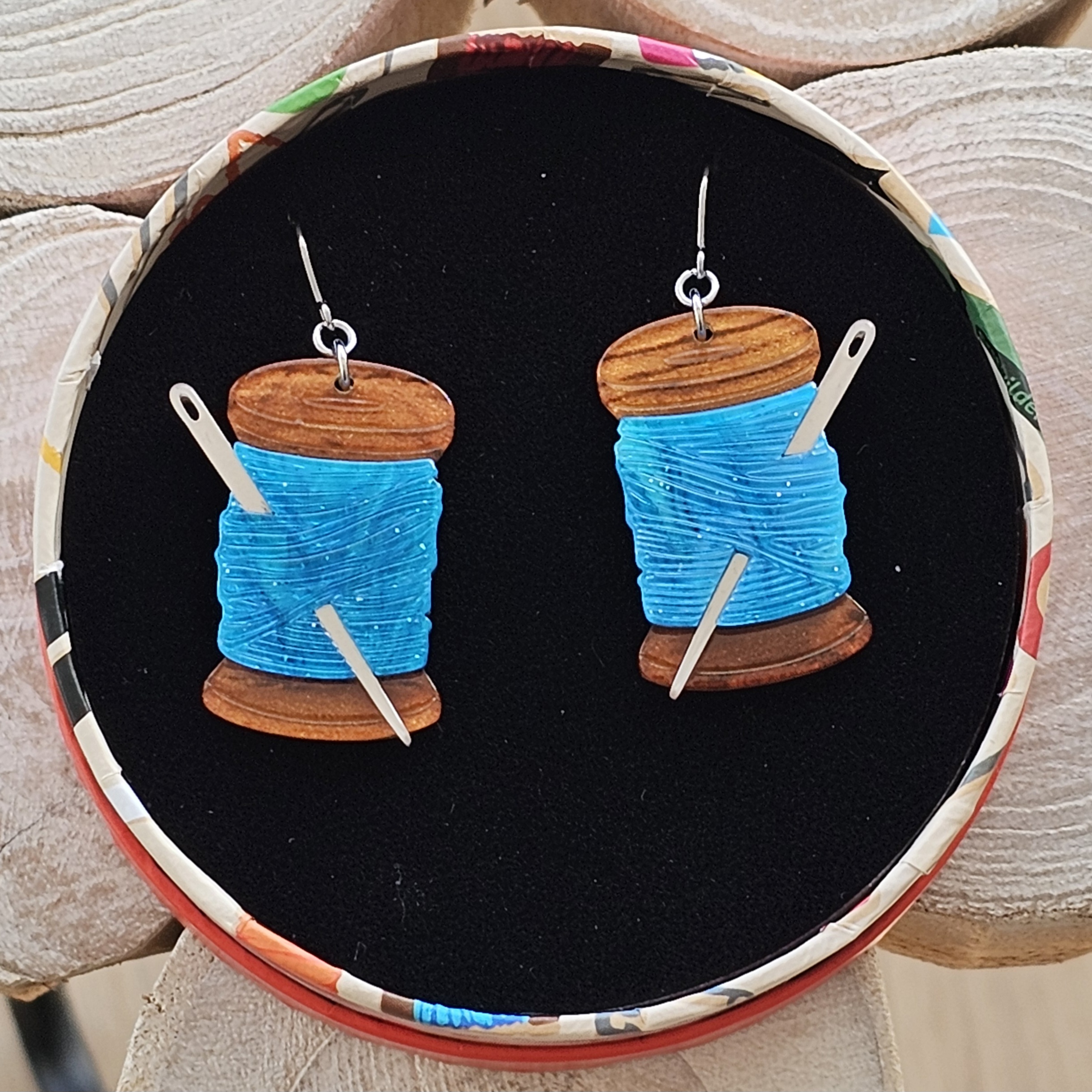 Erstwilder Earrings - Thread the Needle - morpeth antique centre hunter valley region erstwilder brooch earrings necklace hair clip arts and crafts thread the needle cotton reel