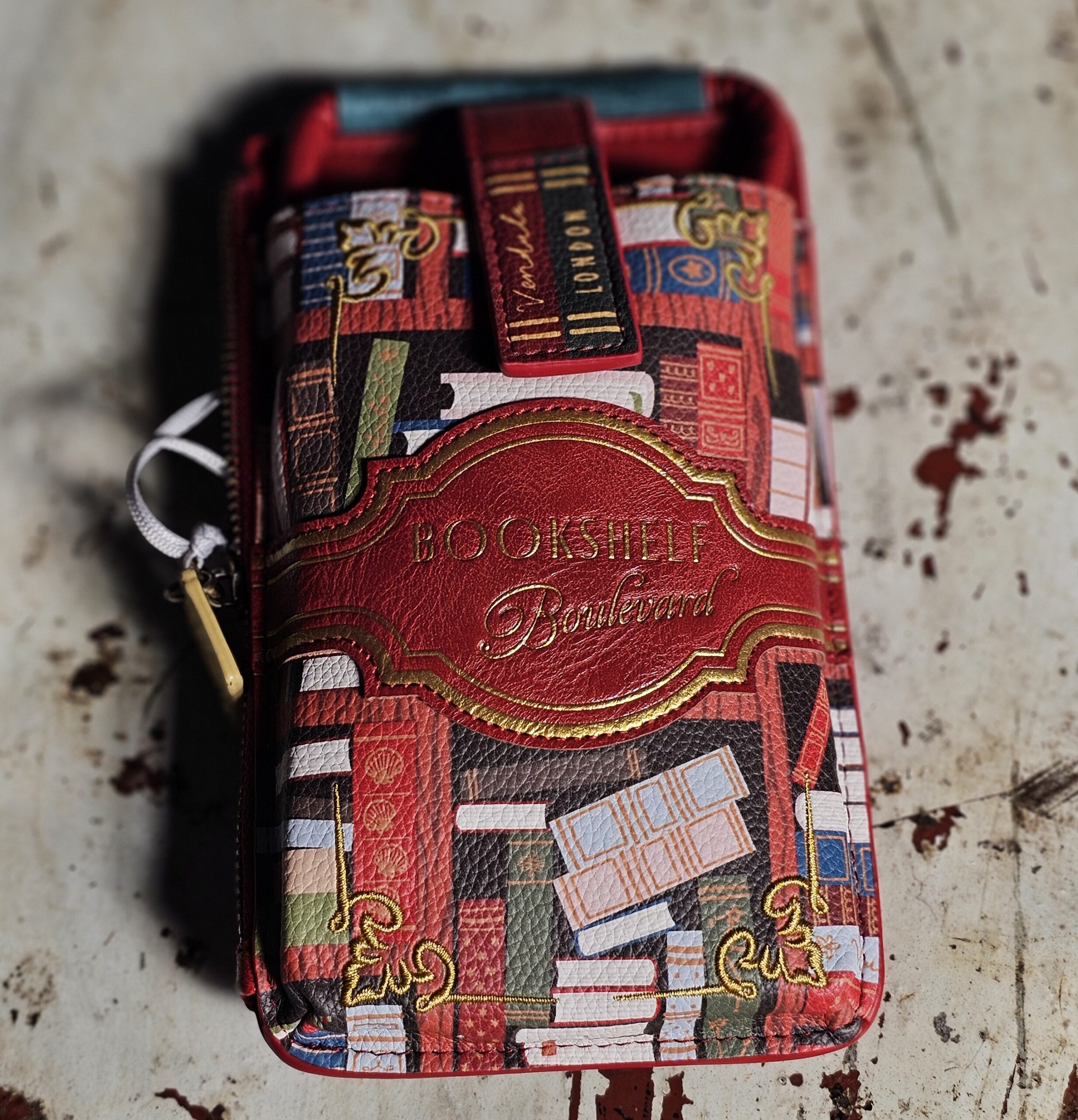 Vendula Phone Pouch - Bookshelf - morpeth gift gallery hunter valley region vendula handbag pouch wallet coin purse cassie grand hotel boulevard willow reception bell suitcase stack book evie phone
