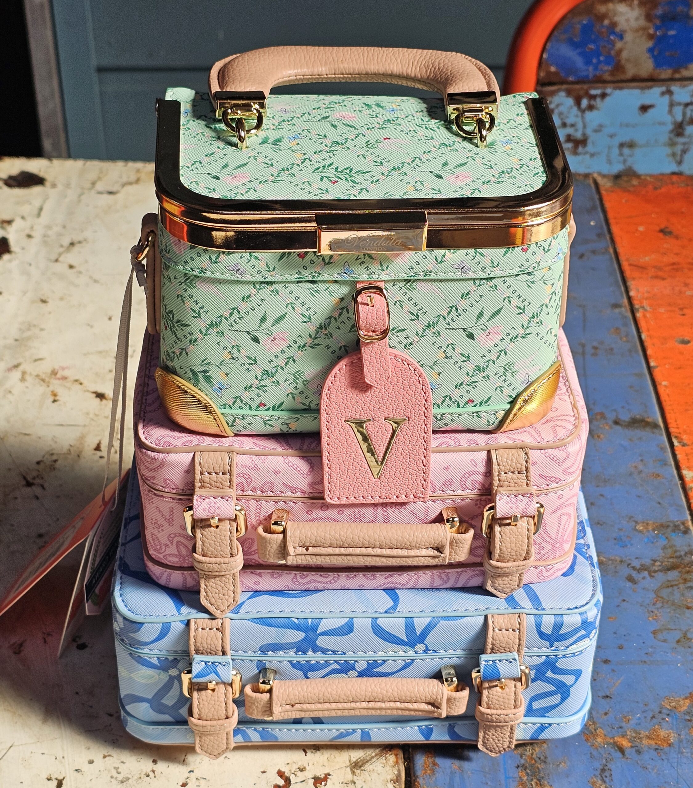 Vendula Suitcase Stack Bag - Grand Hotel - morpeth gift gallery hunter valley region vendula handbag pouch wallet coin purse cassie grand hotel boulevard willow reception bell suitcase stack book evie phone