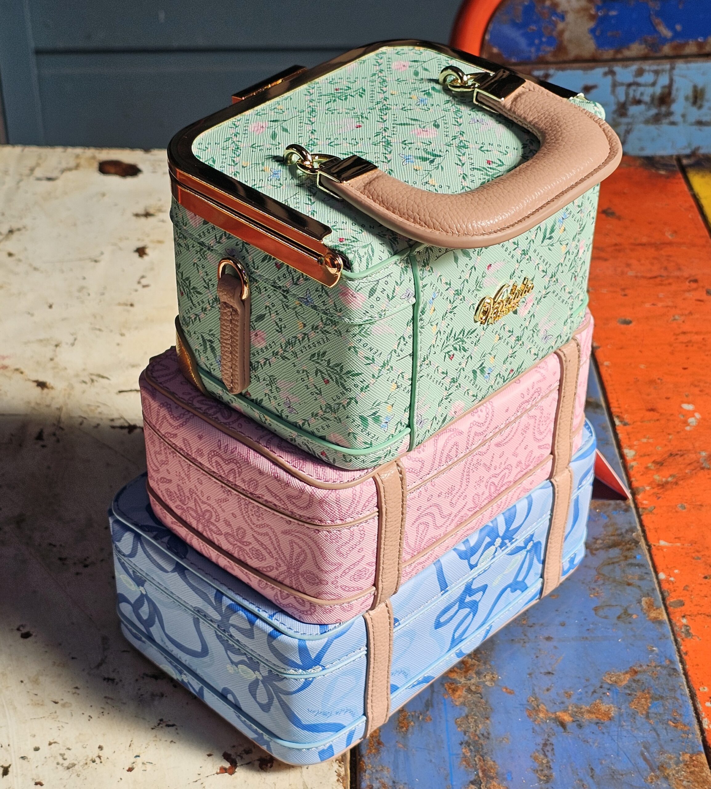 Vendula Suitcase Stack Bag - Grand Hotel - morpeth gift gallery hunter valley region vendula handbag pouch wallet coin purse cassie grand hotel boulevard willow reception bell suitcase stack book evie phone