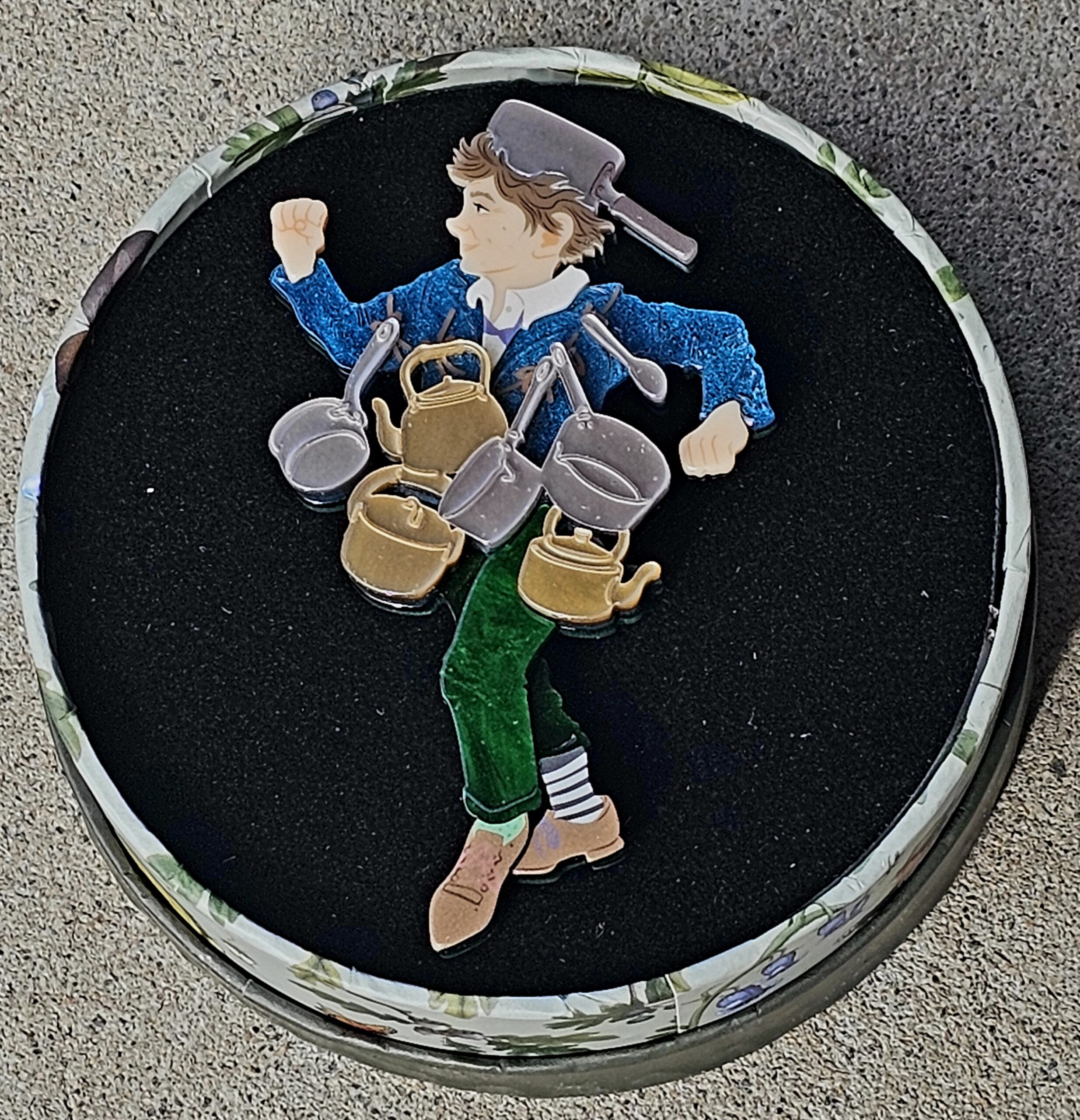 Erstwilder Brooch - Saucepan Man - morpeth antique centre hunter valley region vintage erstwilder brooch earrings necklace enamel pin enid blyton the enchanted forest magic far away tree novel movie children's fiction book saucepan man