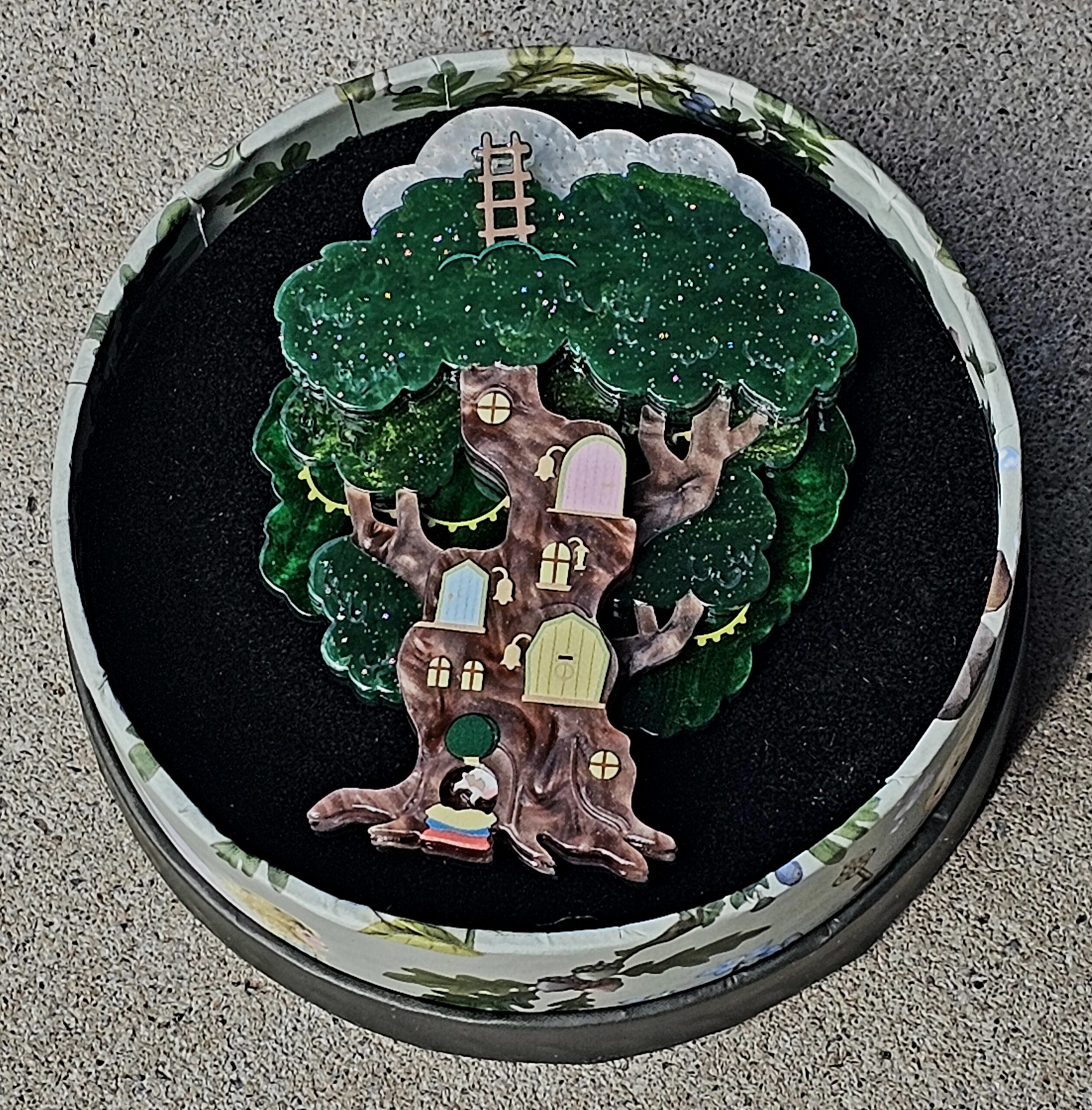 Erstwilder Brooch - The Faraway Tree - morpeth antique centre hunter valley region vintage erstwilder brooch earrings necklace enamel pin enid blyton the enchanted forest magic far away tree novel movie children's fiction book faraway tree
