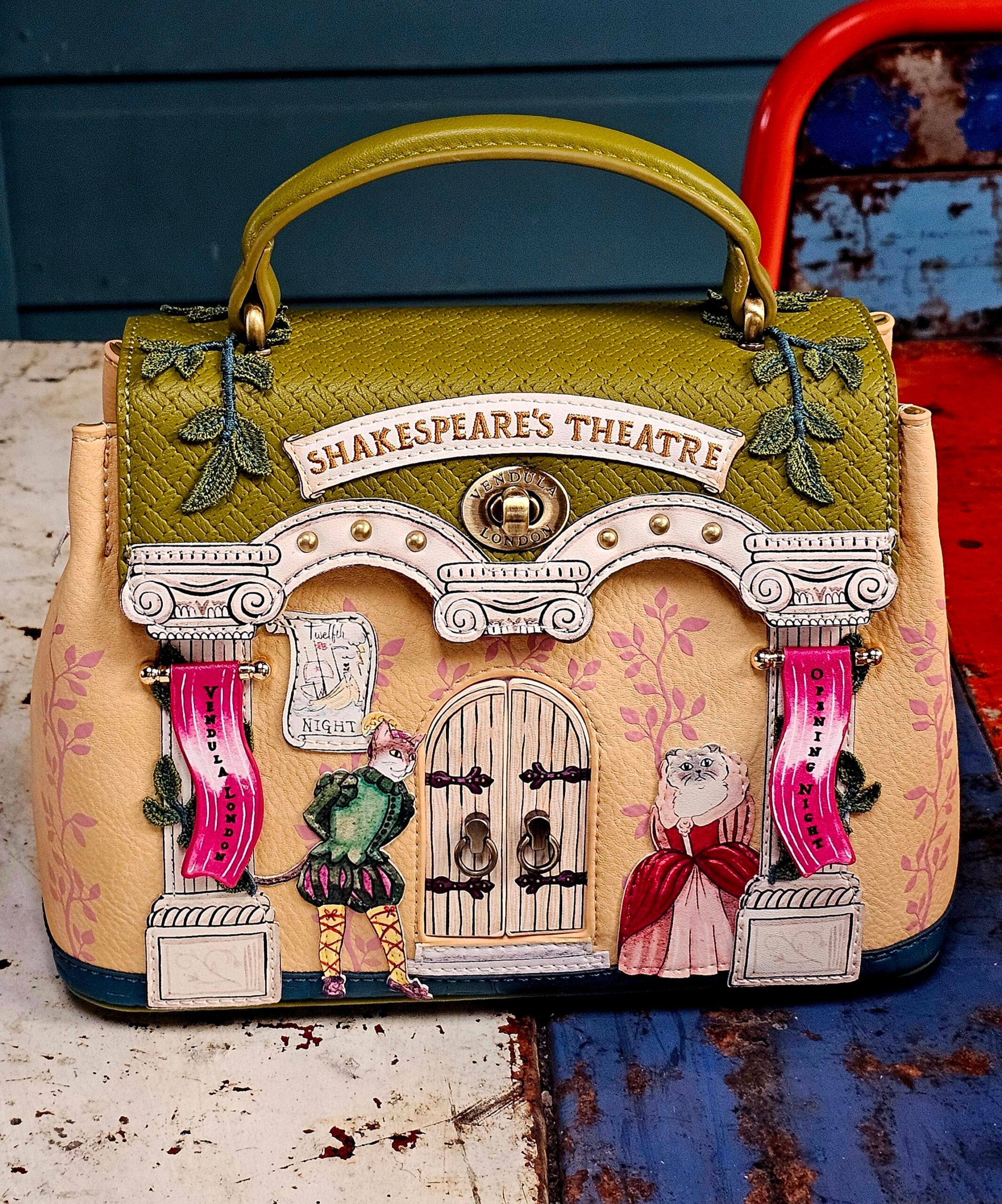 Vendula Mini Grace Bag - Shakespeare's Theatre Twelfth Night - morpeth gift gallery hunter valley region shakespeare's theatre twelfth night grab mini grace coin key chain wallet zip purse hat jester ship village house vendula london handbag