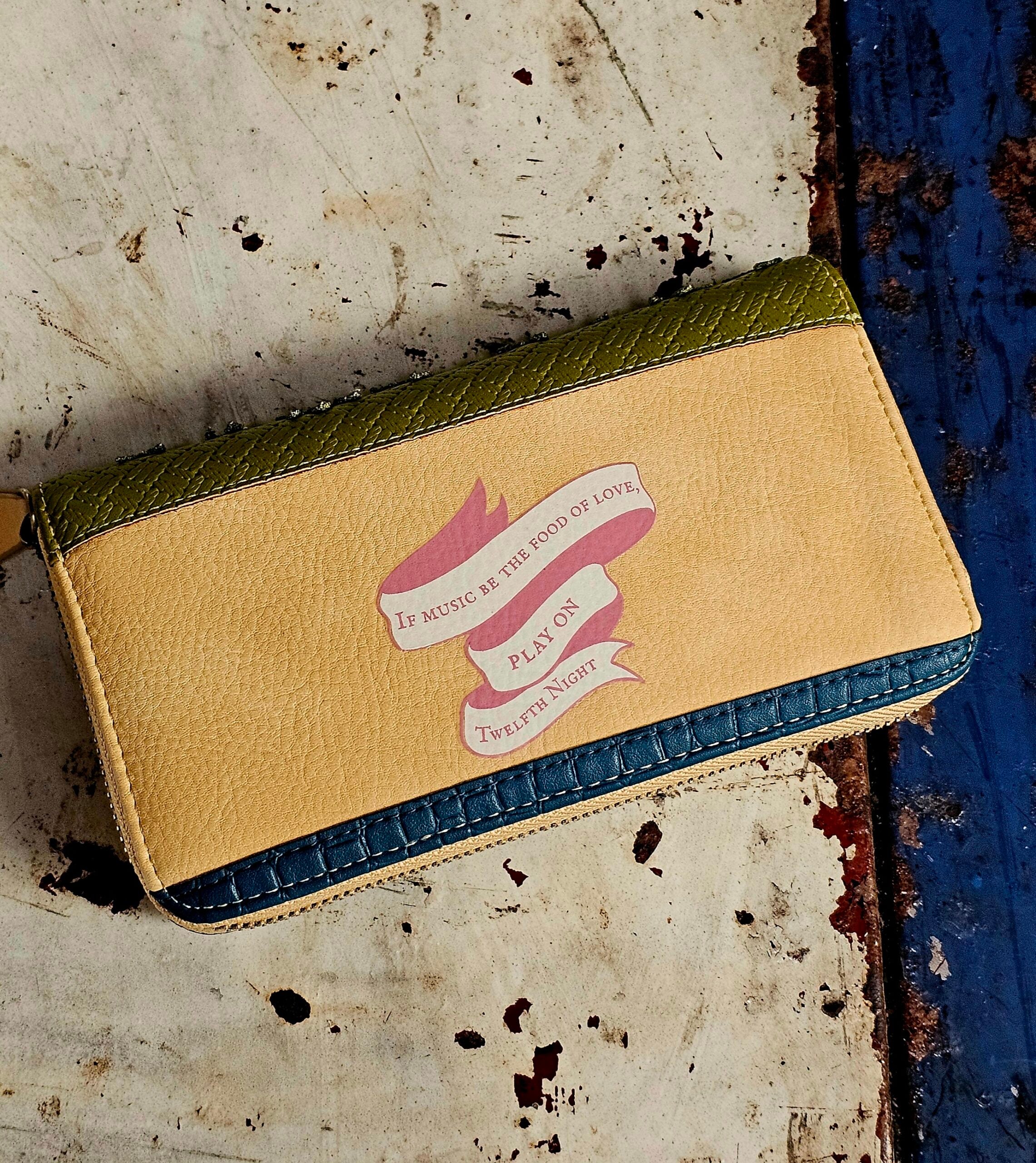 Vendula Zip Wallet - Shakespeare's Theatre Twelfth Night - morpeth gift gallery hunter valley region shakespeare's theatre twelfth night grab mini grace coin key chain wallet zip purse hat jester ship village house vendula london handbag