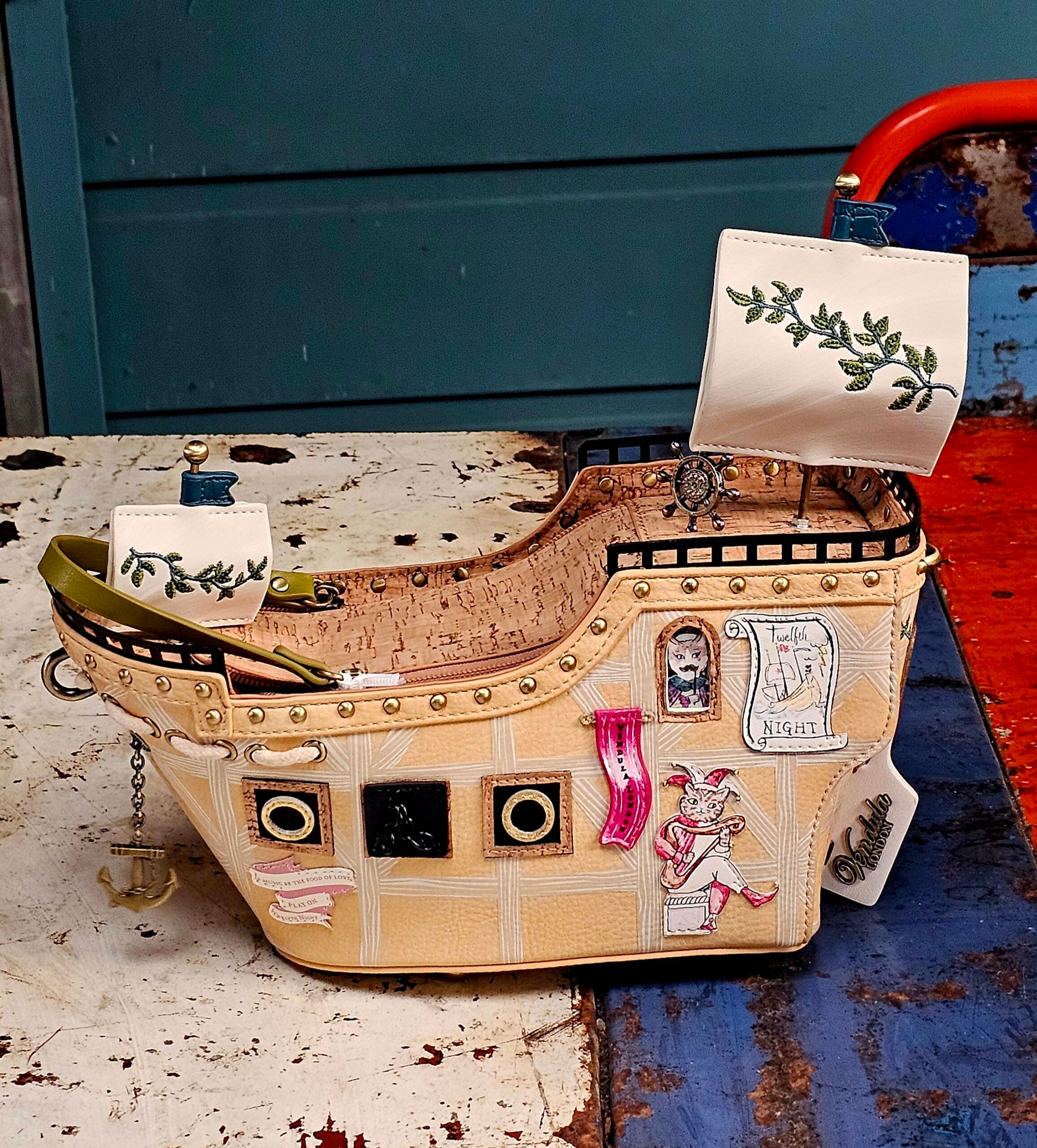 Vendula Ship Bag - Shakespeare's Twelfth Night - morpeth gift gallery hunter valley region shakespeare's theatre twelfth night grab mini grace coin key chain wallet zip purse hat jester ship village house vendula london handbag