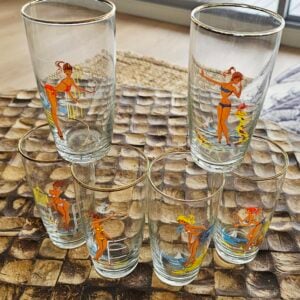 Vintage Glass Set of Six – Bathing Beauties