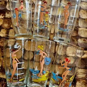 Vintage Glass Set of Six – Bathing Beauties