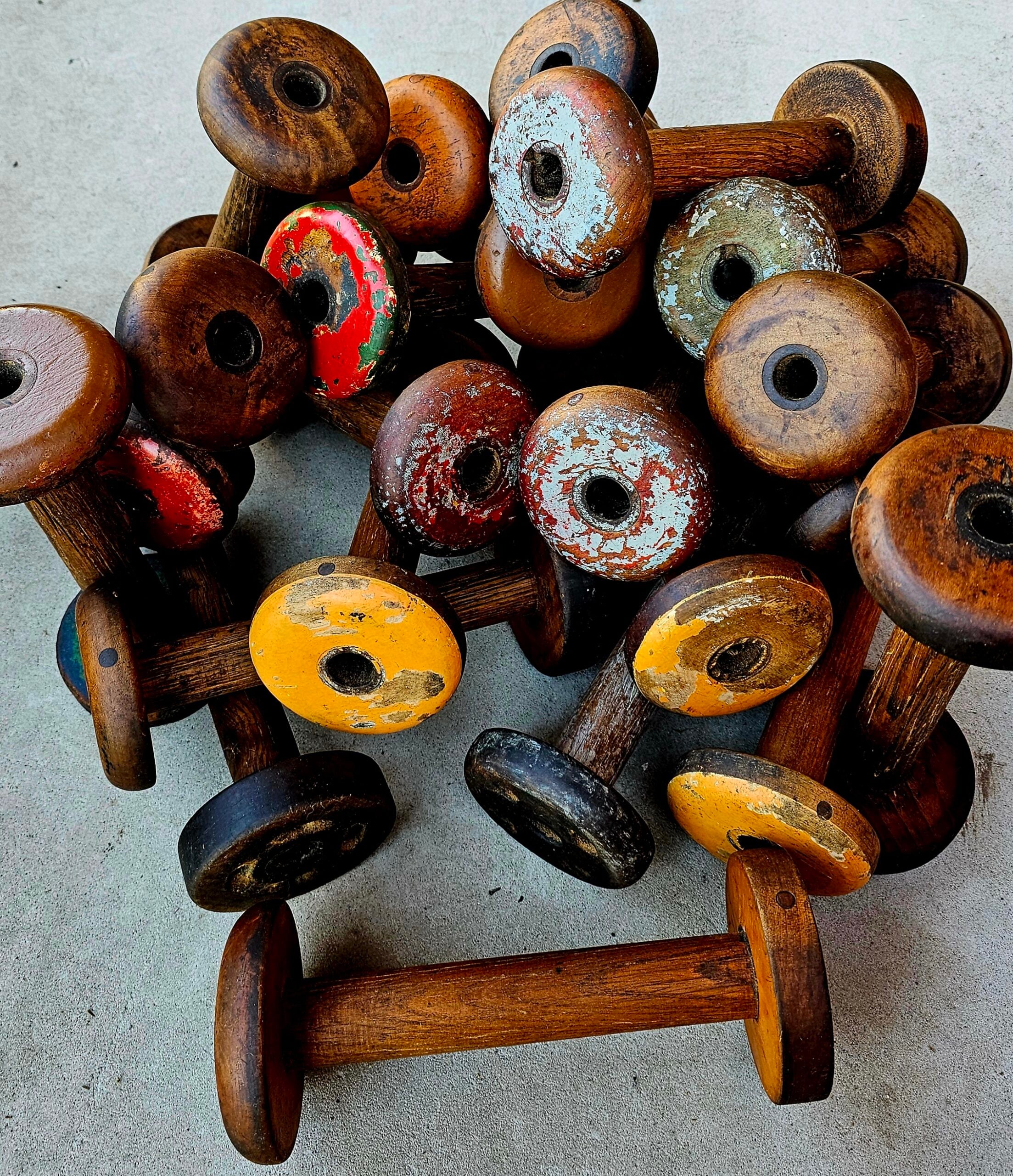 Textile Bobbin - Roving - morpeth antique centre hunter valley region finishing roving bobbin wooden industrial textile