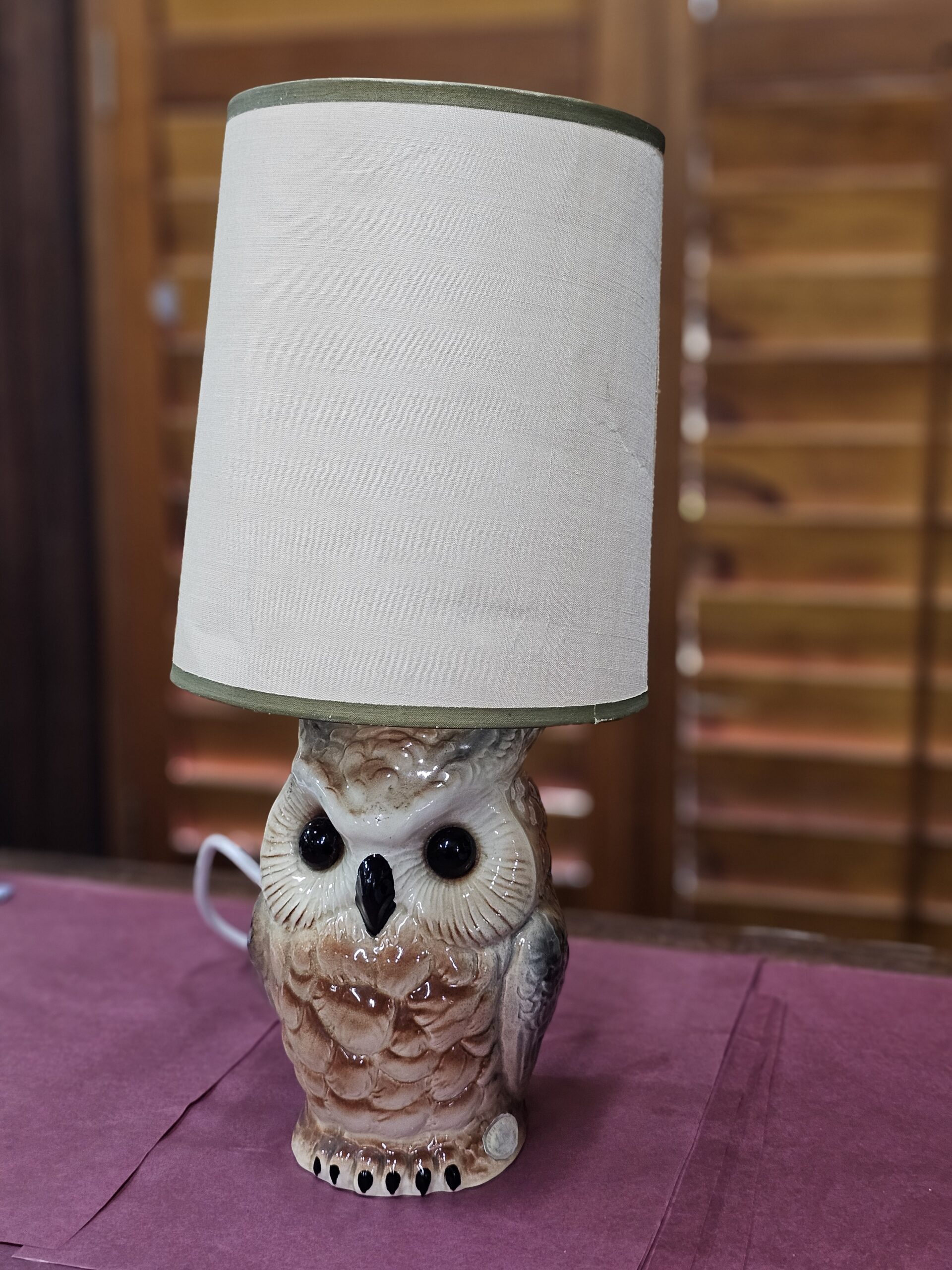 Wembley Ware Lamp - Morpeth Antique centre hunter valley region owl lamp wembley ware australian pottery western australia western australian pottery ceramic lamp barn owl snowy brown vintage