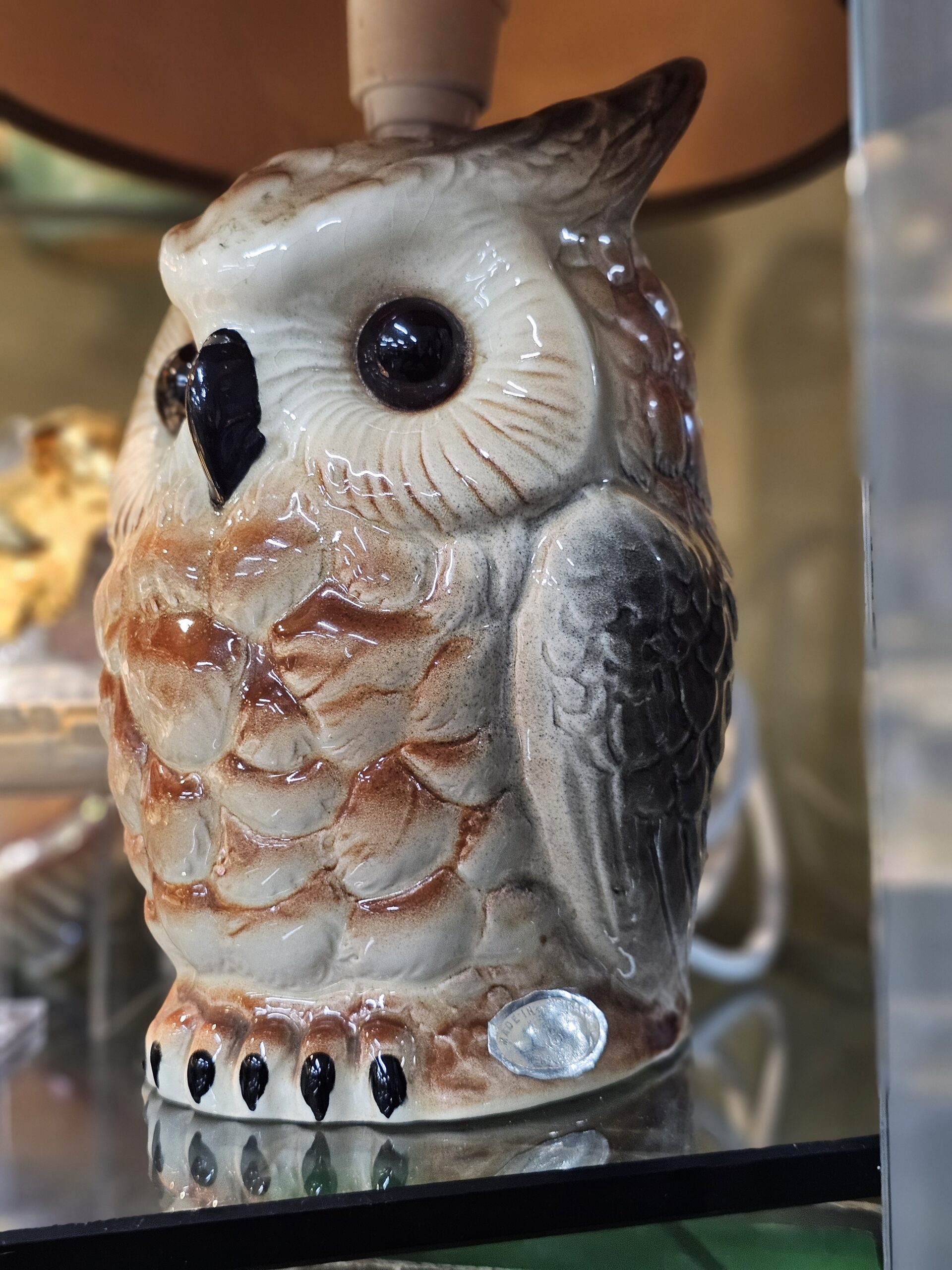 Wembley Ware Lamp - Morpeth Antique centre hunter valley region owl lamp wembley ware australian pottery western australia western australian pottery ceramic lamp barn owl snowy brown vintage