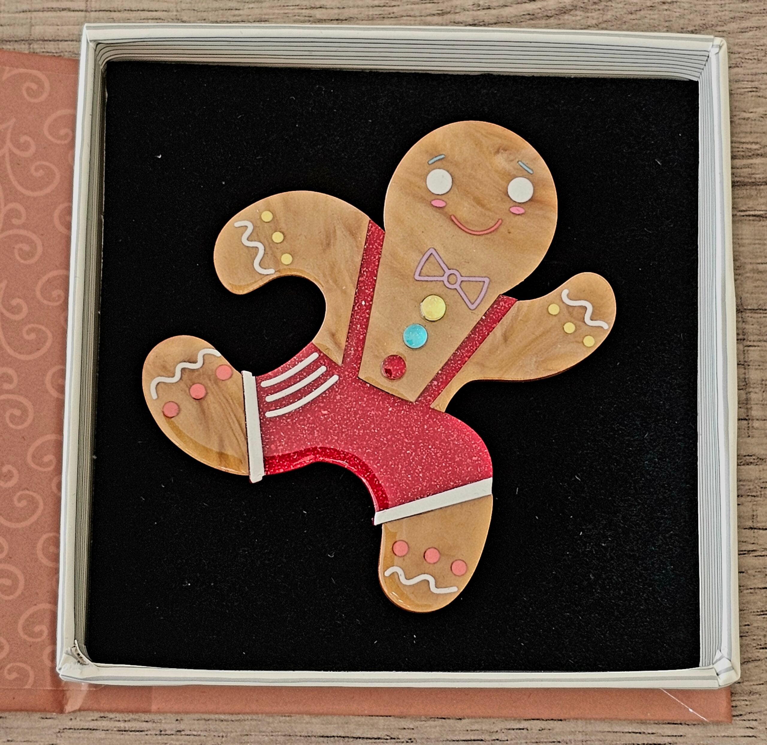 Erstwilder Brooch - Catch Me If You Can - morpeth antique centre hunter valley region vintage erstwilder brooch earrings wall art necklace enamel pin mini pete cromer fairy tales fables aesop resin collectable catch me if you can gingerbread man