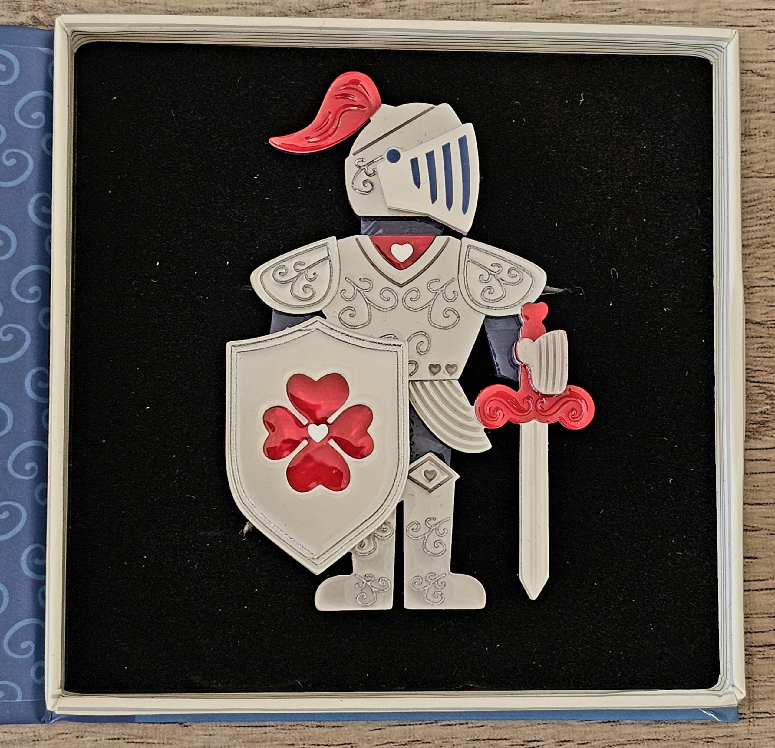 Erstwilder Brooch - Plot Armour - morpeth antique centre hunter valley region vintage erstwilder brooch earrings wall art necklace enamel pin mini pete cromer fairy tales fables aesop resin collectable once future knight shining armour king arthur legend dragon plot armour