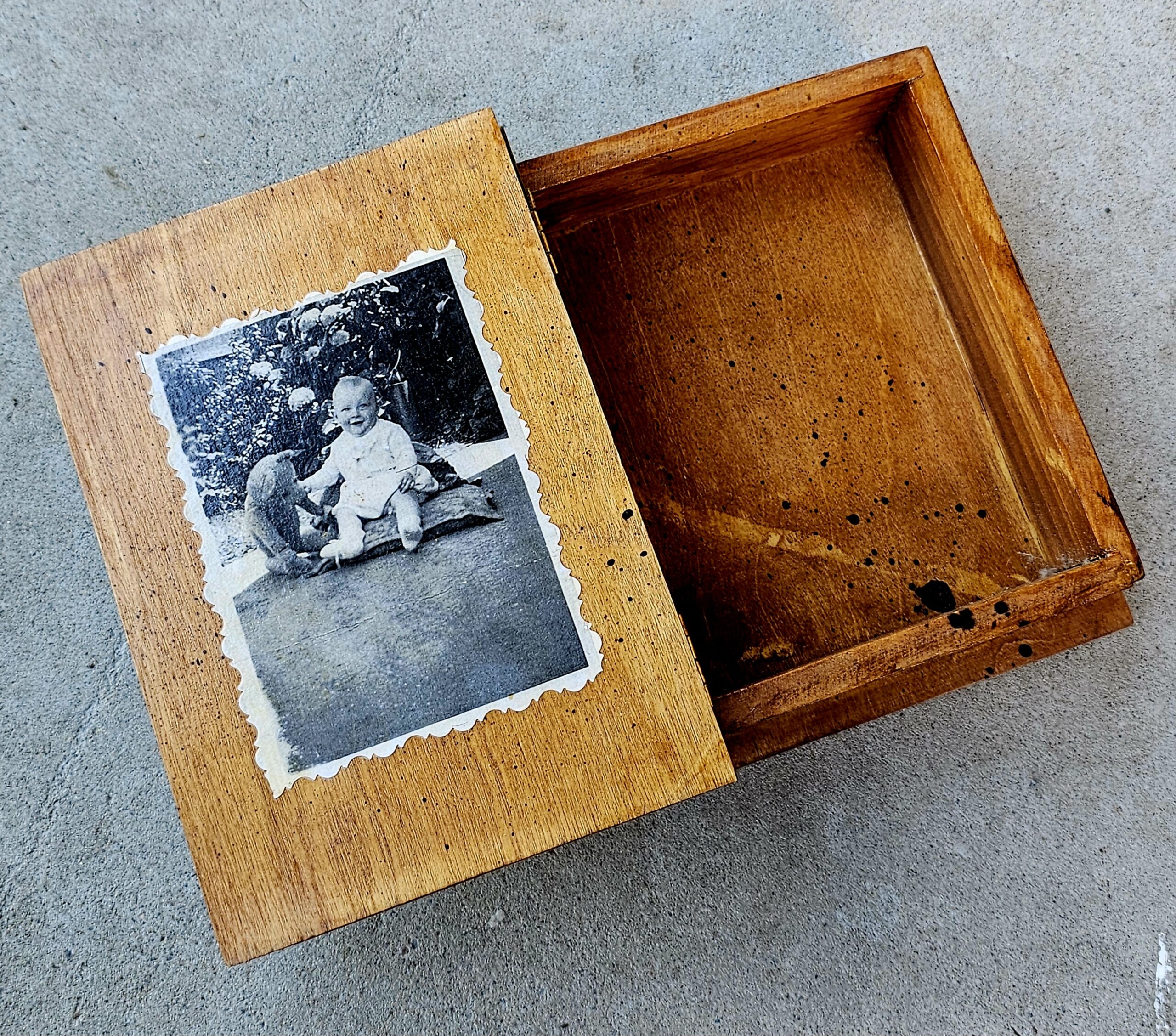 Teddy & Golly Timber Box - morpeth antique centre hunter valley region teddy golly book box timber hinged kathy karan golli display keepsake