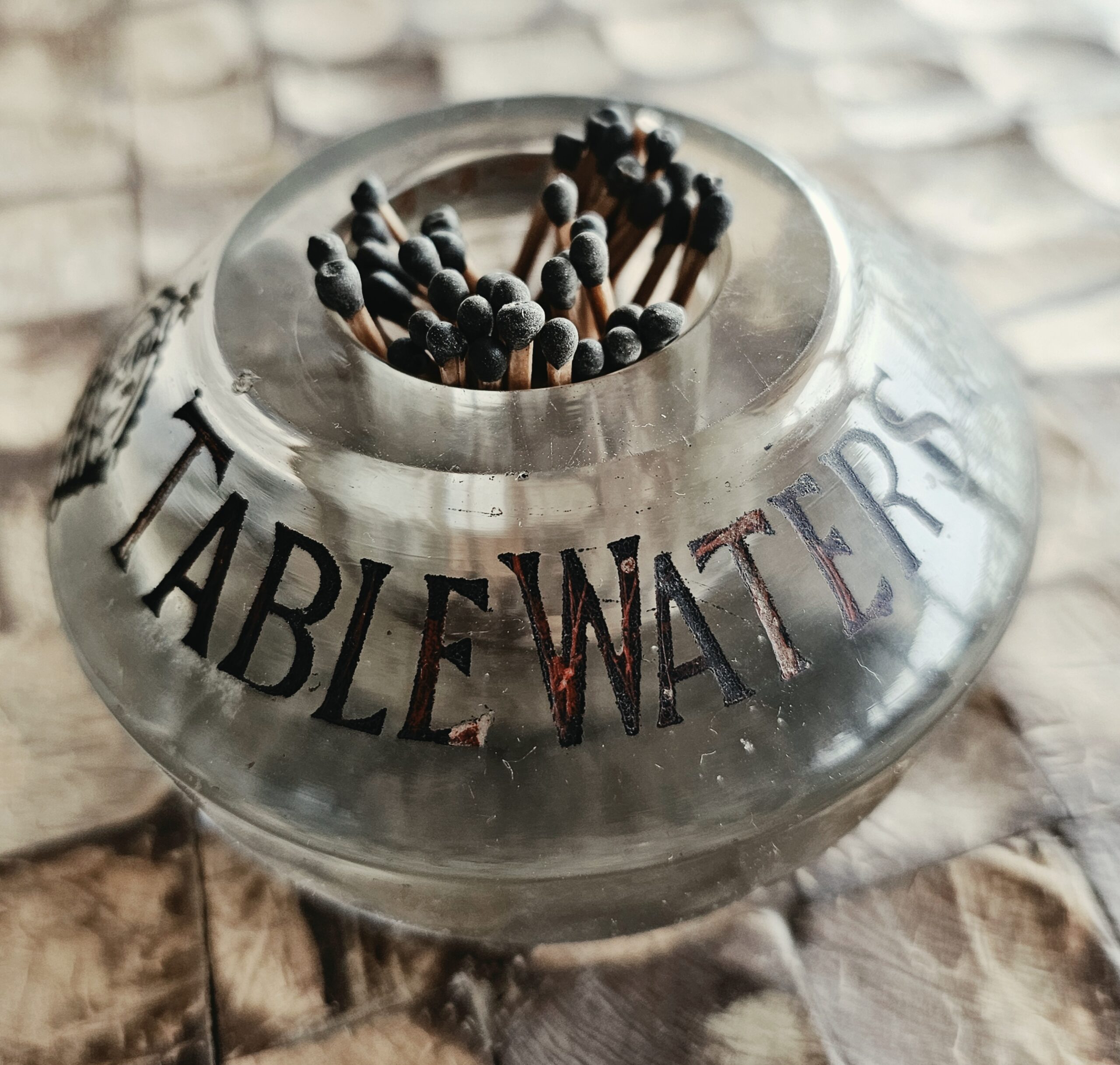 Match Striker - Schweppes Tablewater - morpeth antique centre hunter valley region vintage schweppes tablewater match striker king's crown edward george glass paperweight candleholder ash tray promotional advertising