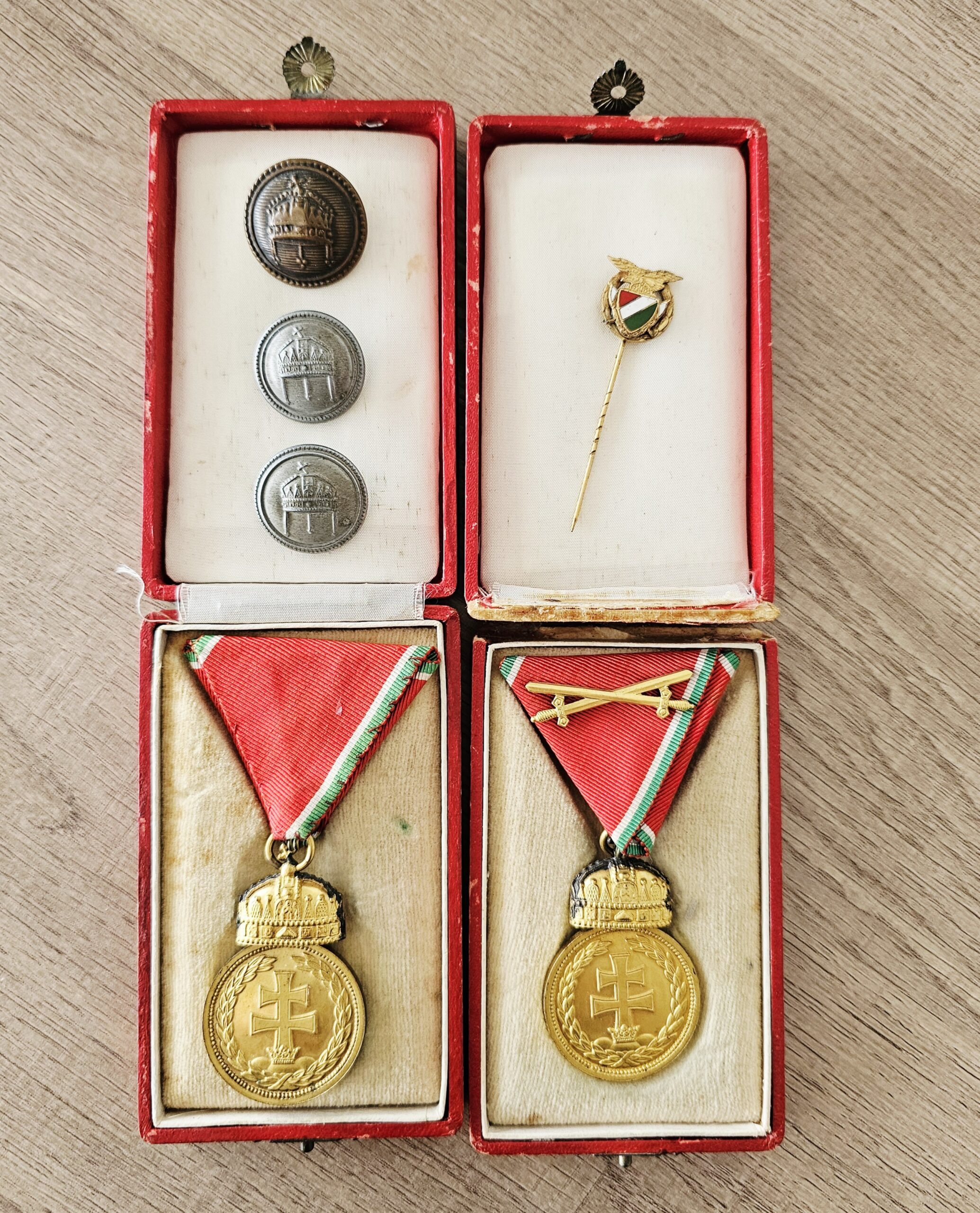 Hungarian & German WWII Era Medal Grouping - morpeth antique centre hunter valley region wwii medal grouping Ladislaus Janik von Emoke German Hungarian Order of Eagle Hubertus medallion combat leadership badge liberation upper hungary fire cross merit military anschluss iron cross second class crossed swords photo album certificate third class