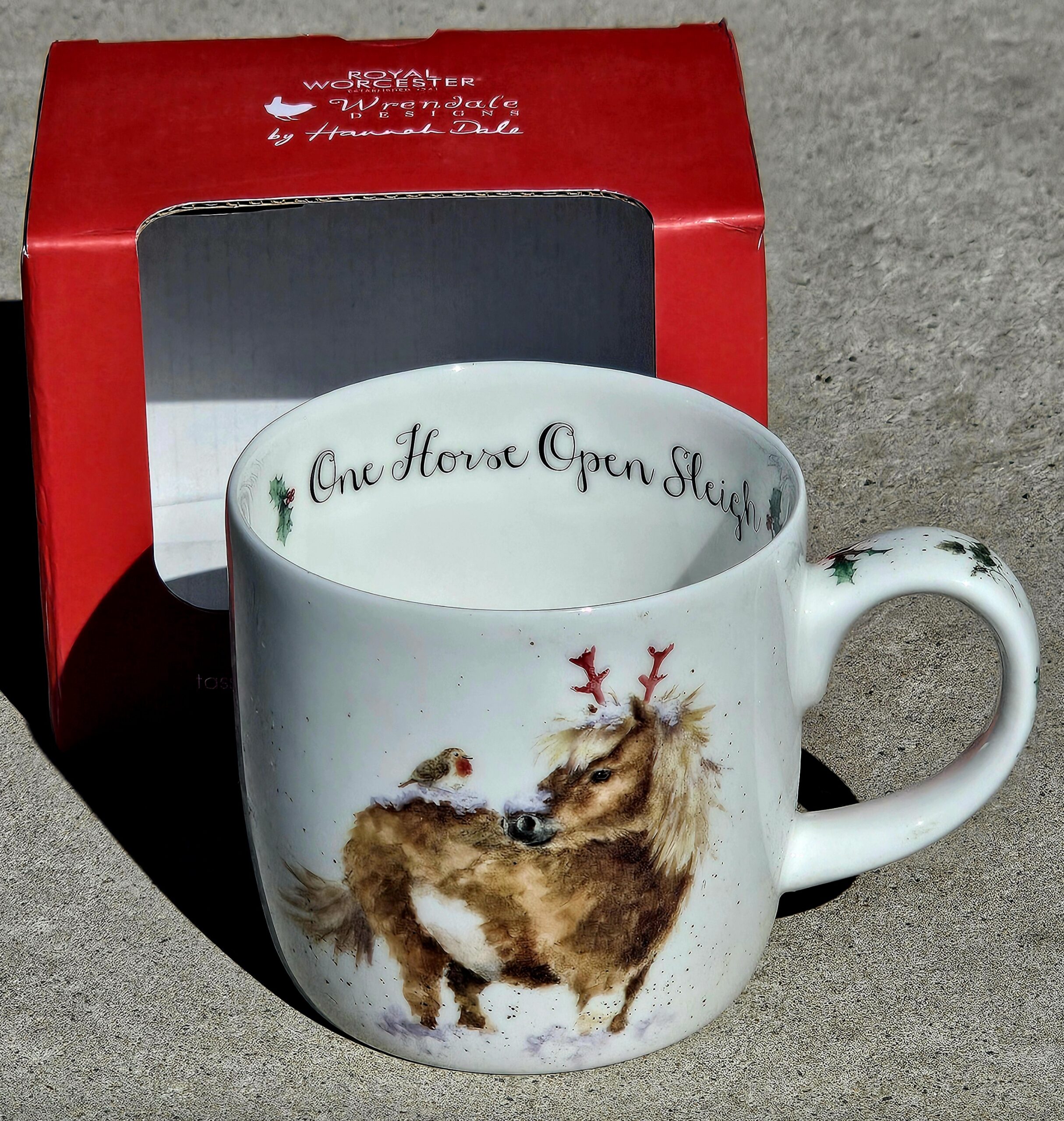 Wrendale Mug - One Horse Open Sleigh - morpeth gift gallery hunter valley region royal worcester wrendale mug fine bone china porcelain ceramic one horse open sleigh pony