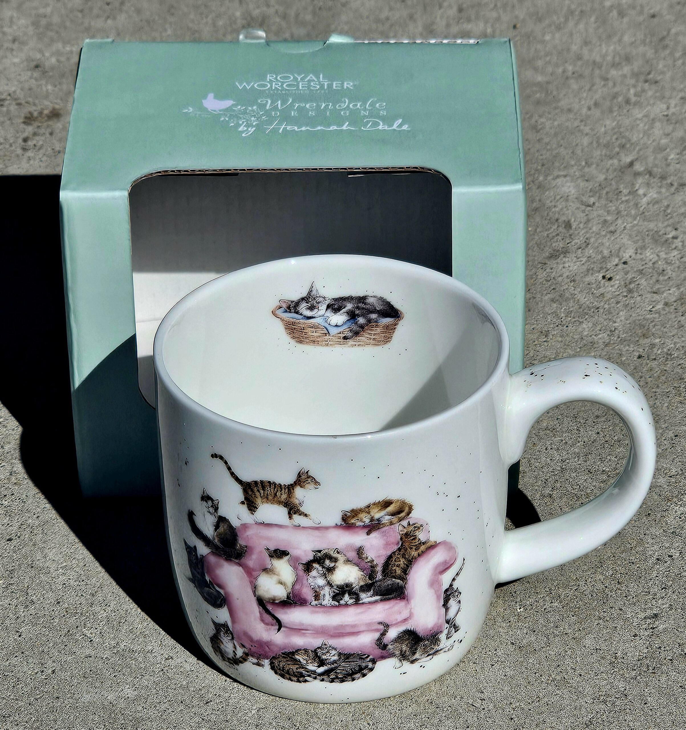 Wrendale Mug - Cattitude - morpeth gift gallery hunter valley region royal worcester wrendale mug fine bone china porcelain ceramic cattitude cats on couch lounge sofa
