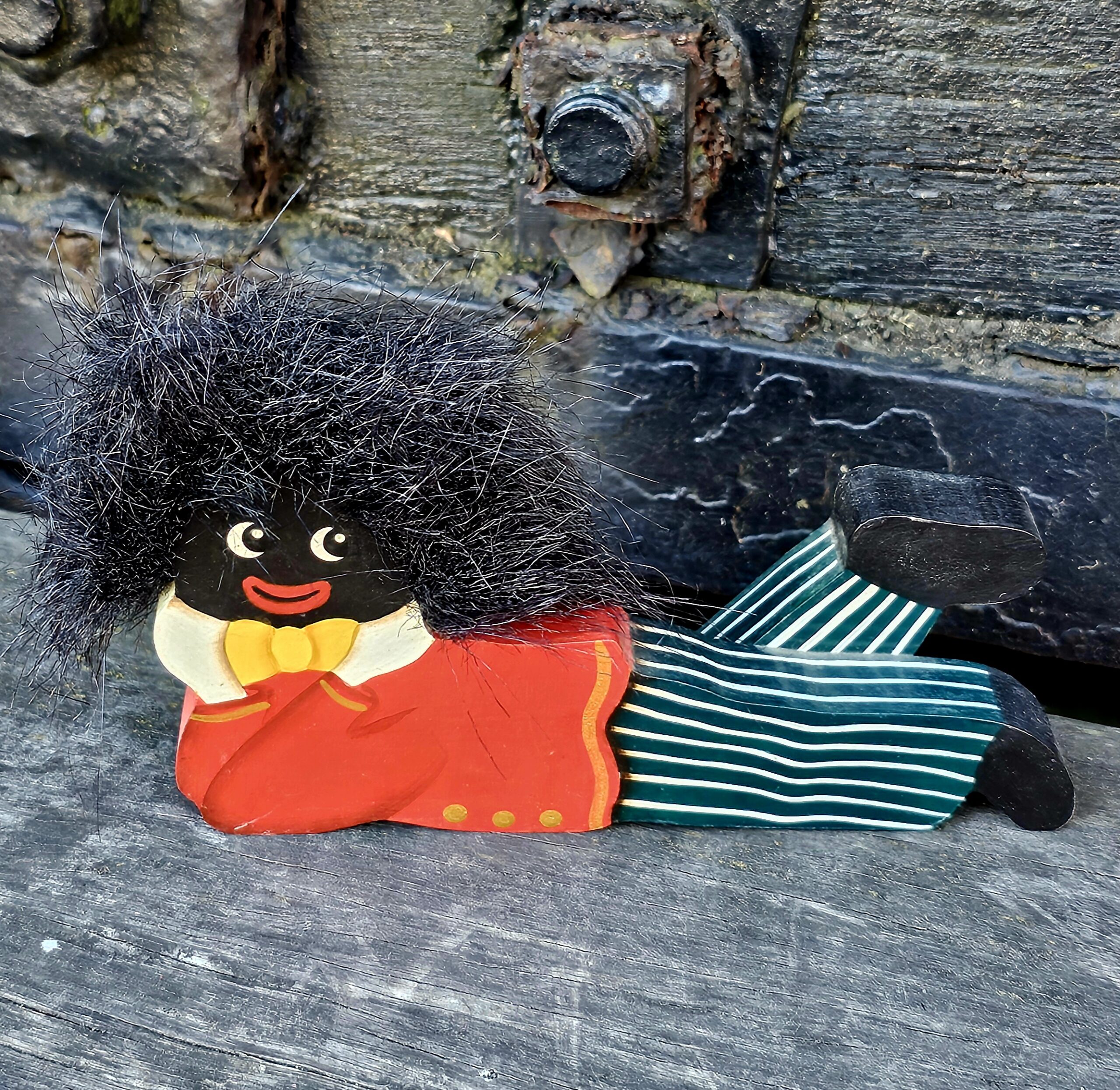 Golli Shelf Sitter - morpeth antique centre hunter valley region golly golli golliwogg resin plastic ceramic figurine cloth doll plush toy rag vintage black americana florence upton victorian era ceramic wooden