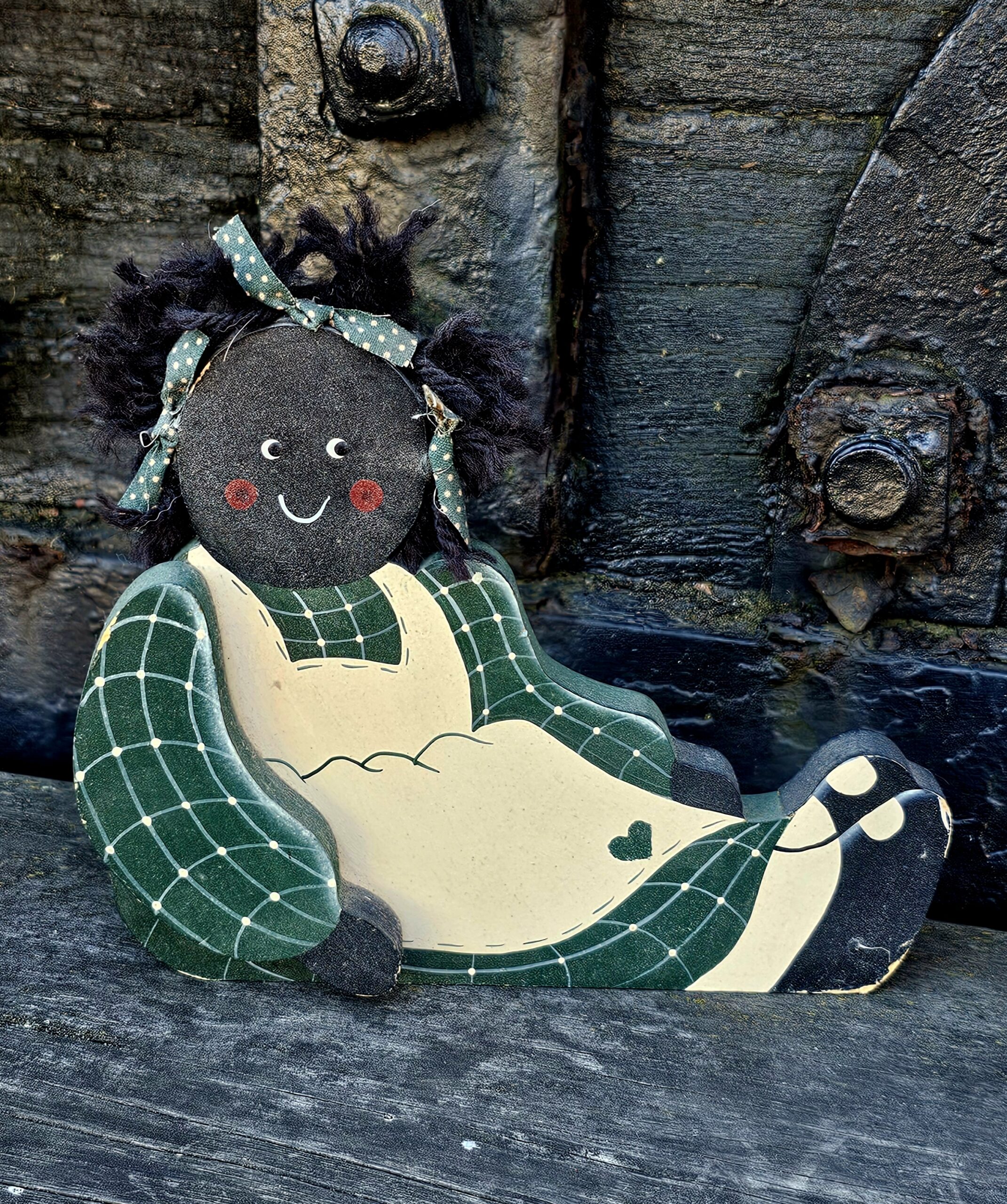 Golly Shelf Ornament - morpeth antique centre hunter valley region golly golli golliwogg resin plastic ceramic figurine cloth doll plush toy rag vintage black americana florence upton victorian era ceramic wooden