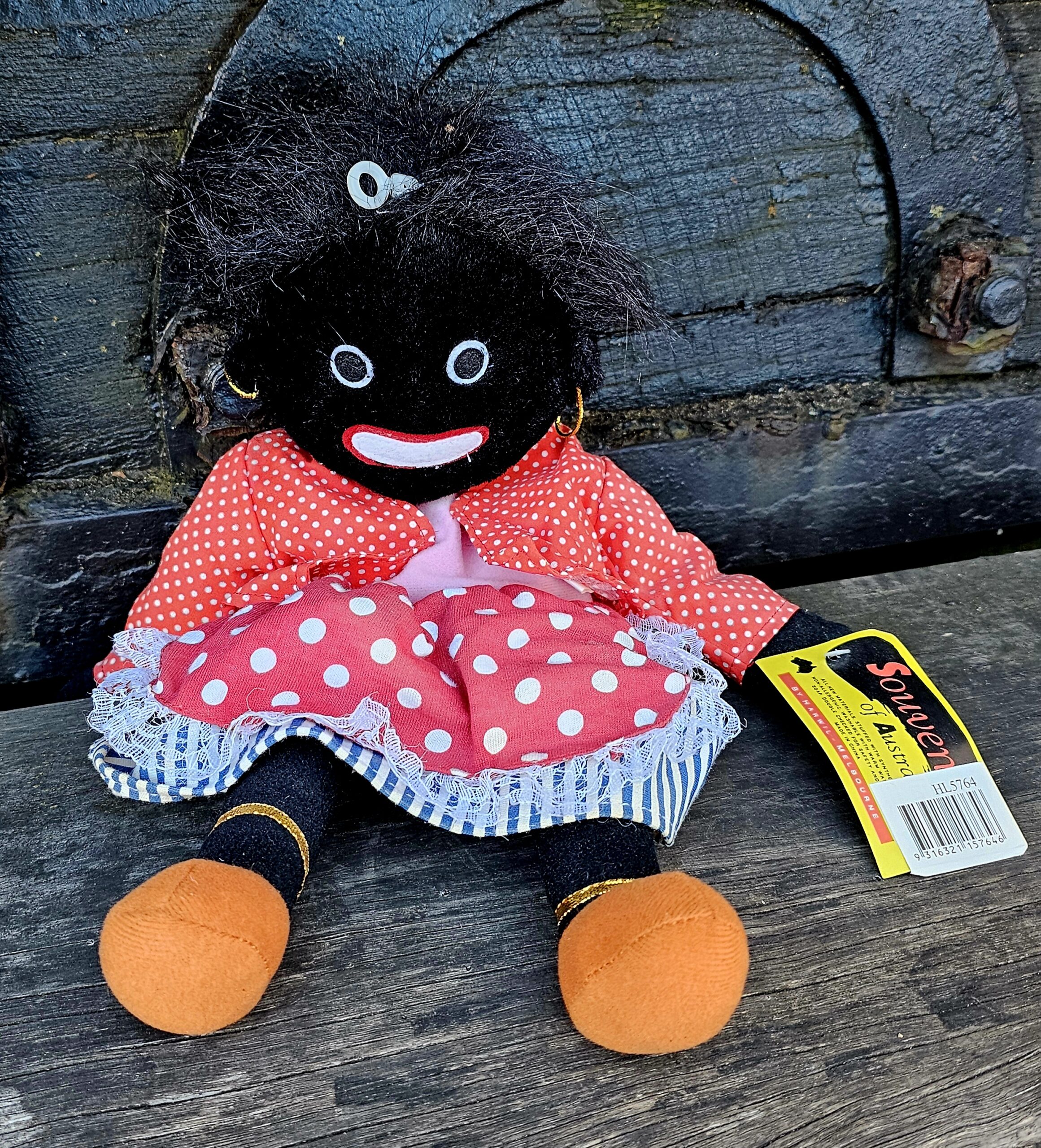 Golli Girl by Harwil, Melbourne - morpeth antique centre hunter valley region golly golli golliwogg resin plastic ceramic figurine cloth doll plush toy rag vintage black americana florence upton victorian era ceramic wooden