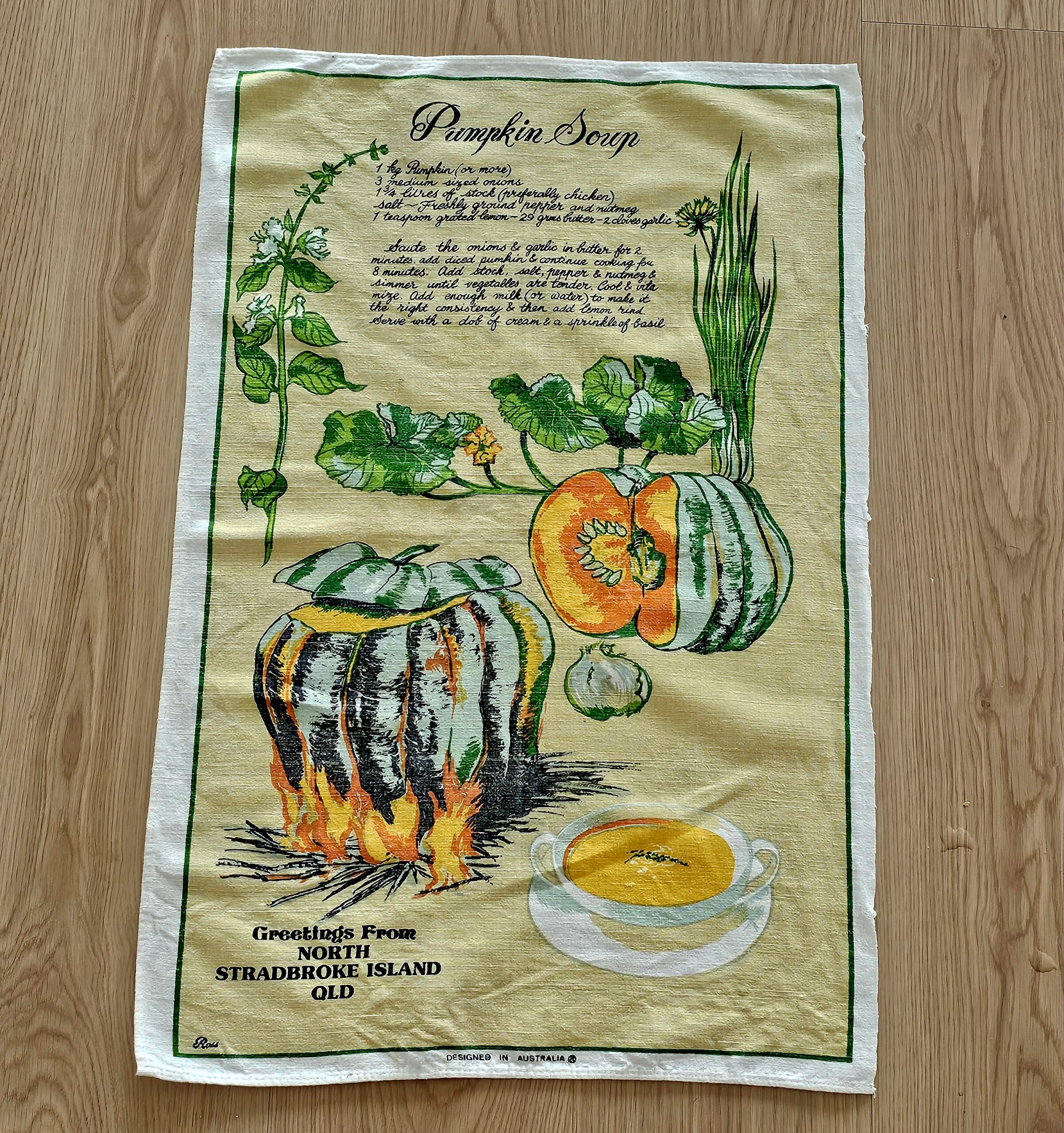 Teatowel - North Stradbroke Island (Pumpkin Soup) - morpeth antique centre hunter valley region tea towel road trip linen cotton blend irish australian world international north stradbroke island pumpkin soup
