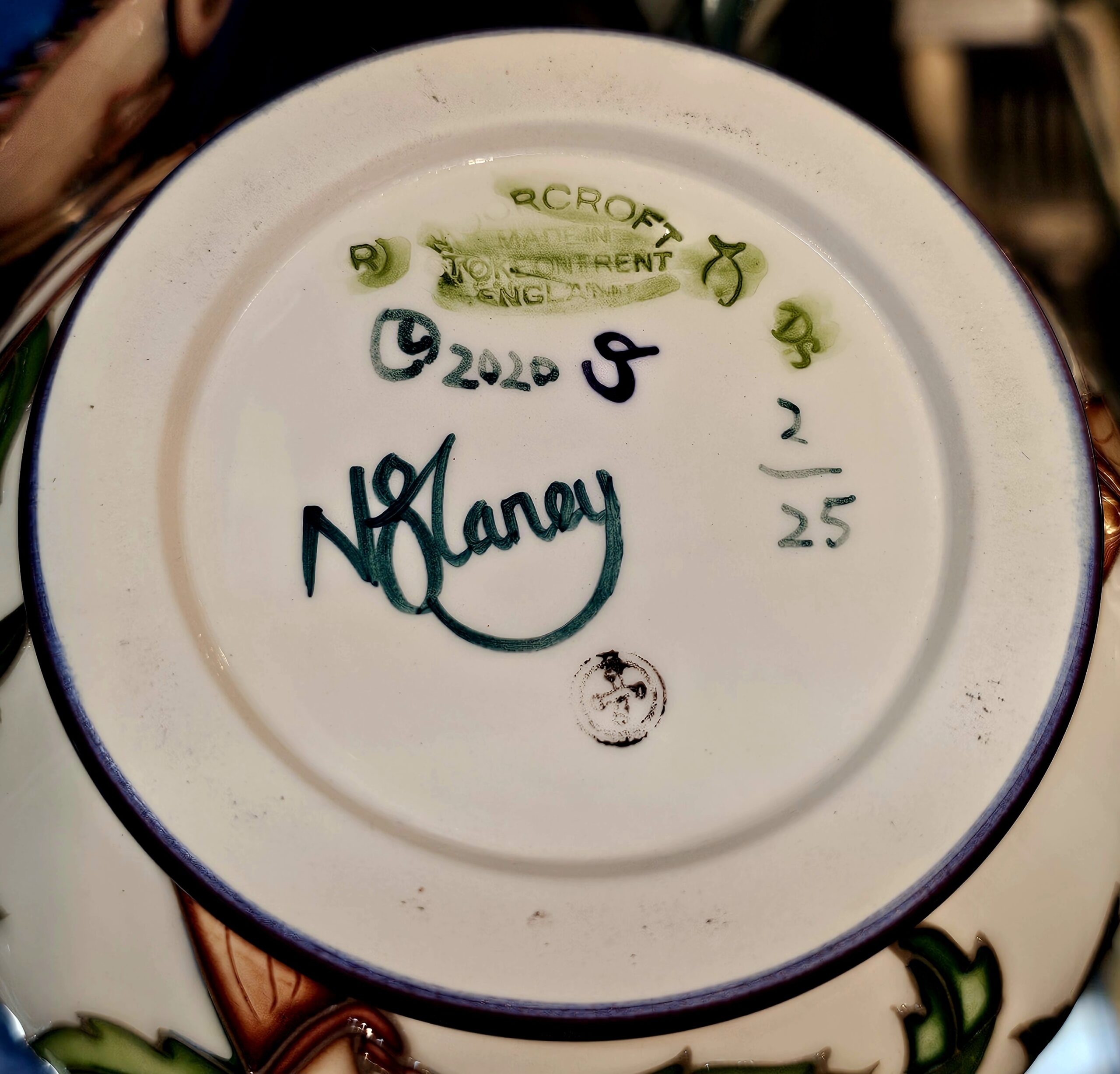 Moorcroft Pottery Vase - Silvereye - morpeth antique centre hunter valley region moorcroft pottery england stoke on trent ceramics pottery william walter rachel bishop vivki lovett silver eye bird n s laney
