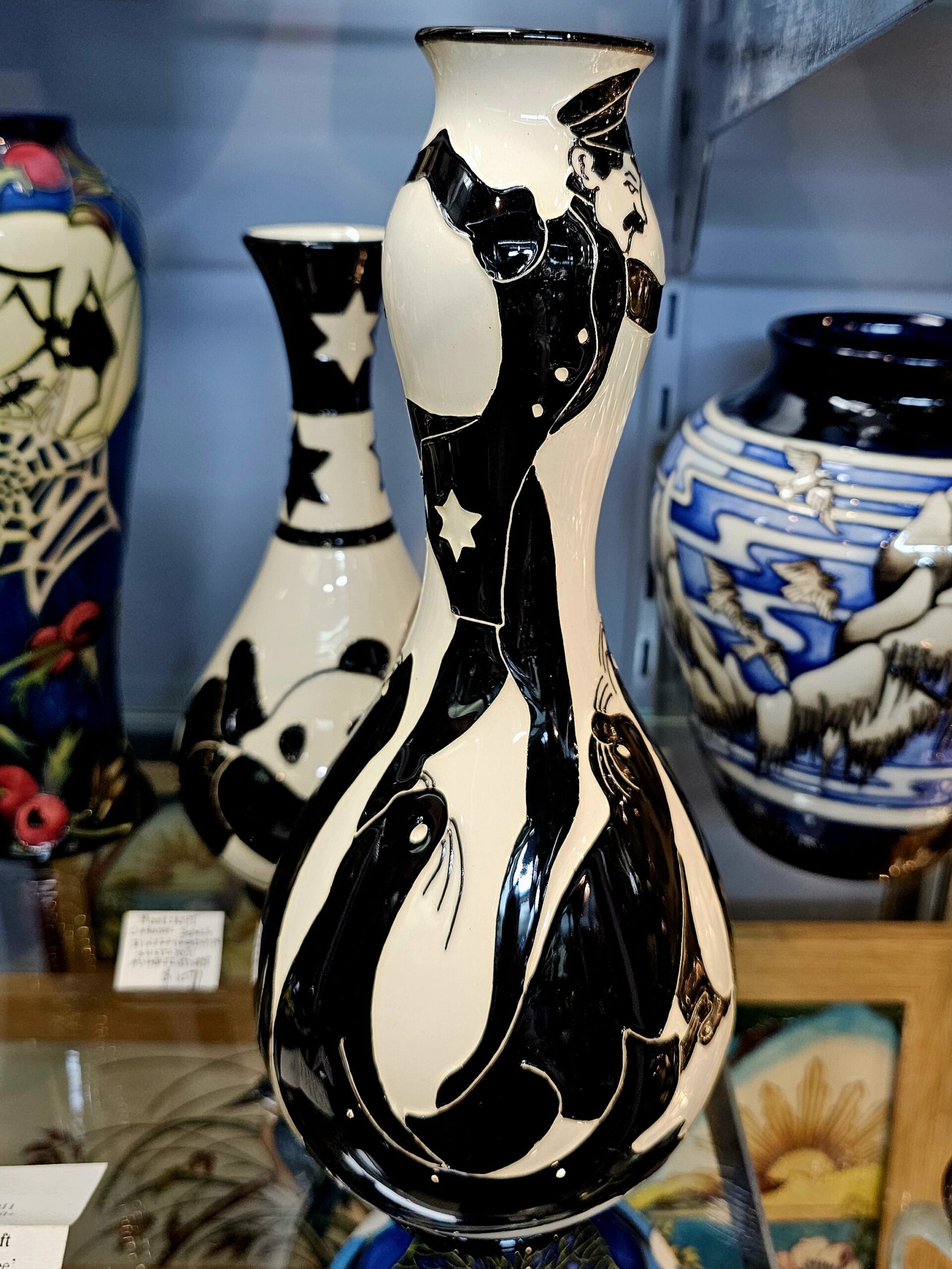 Moorcroft Pottery Vase - Carousel Seals - morpeth antique centre hunter valley region moorcroft pottery england stoke on trent ceramics pottery william walter rachel bishop vivki lovett kerry goodwin carousel seals