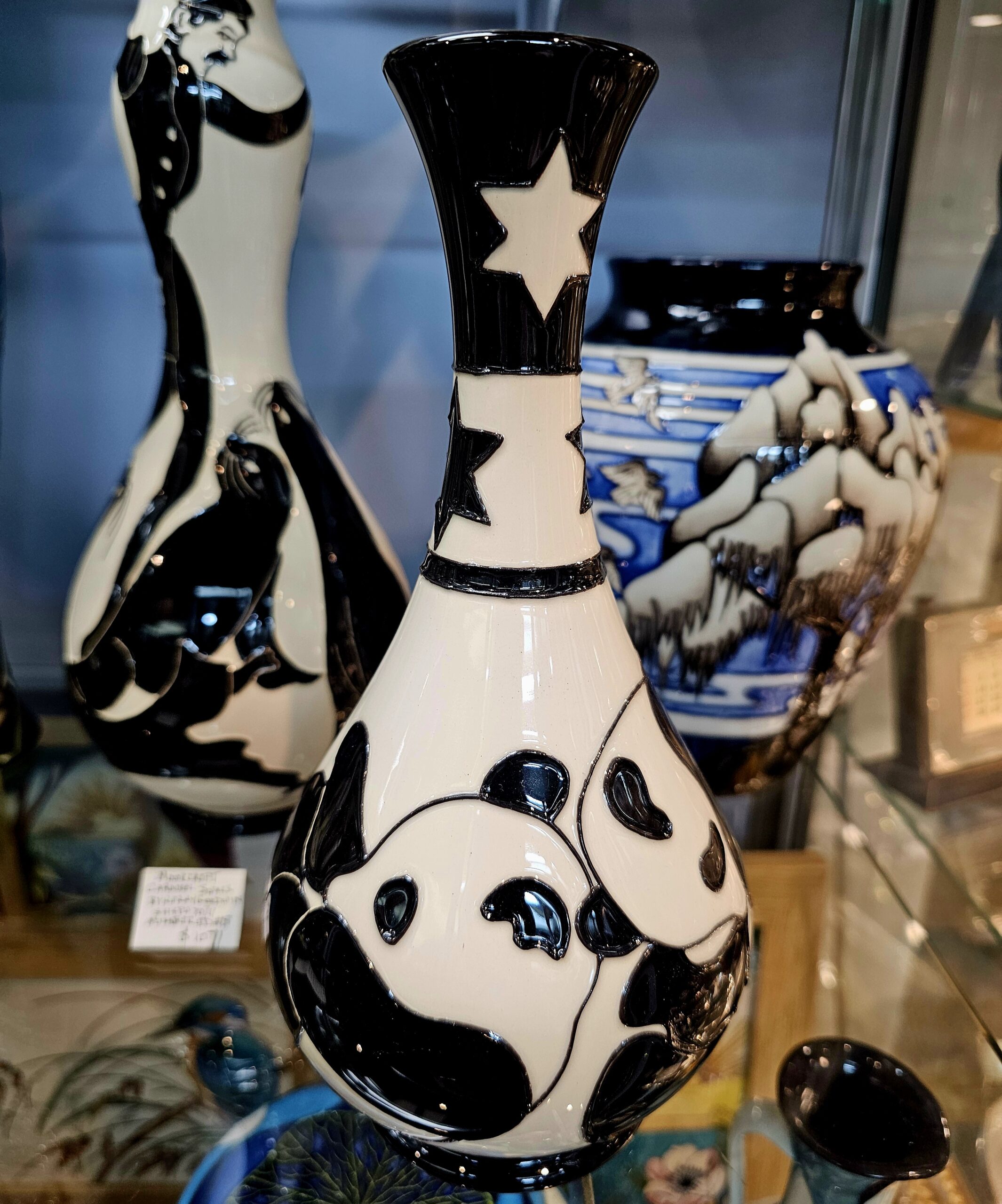 Moorcroft Pottery - Carousel Pandas - morpeth antique centre hunter valley region moorcroft pottery england stoke on trent ceramics pottery william walter rachel bishop vivki lovett kerry goodwin carousel pandas
