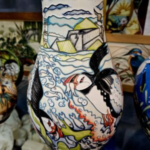 Moorcroft Pottery vase – Skomer Island Puffins