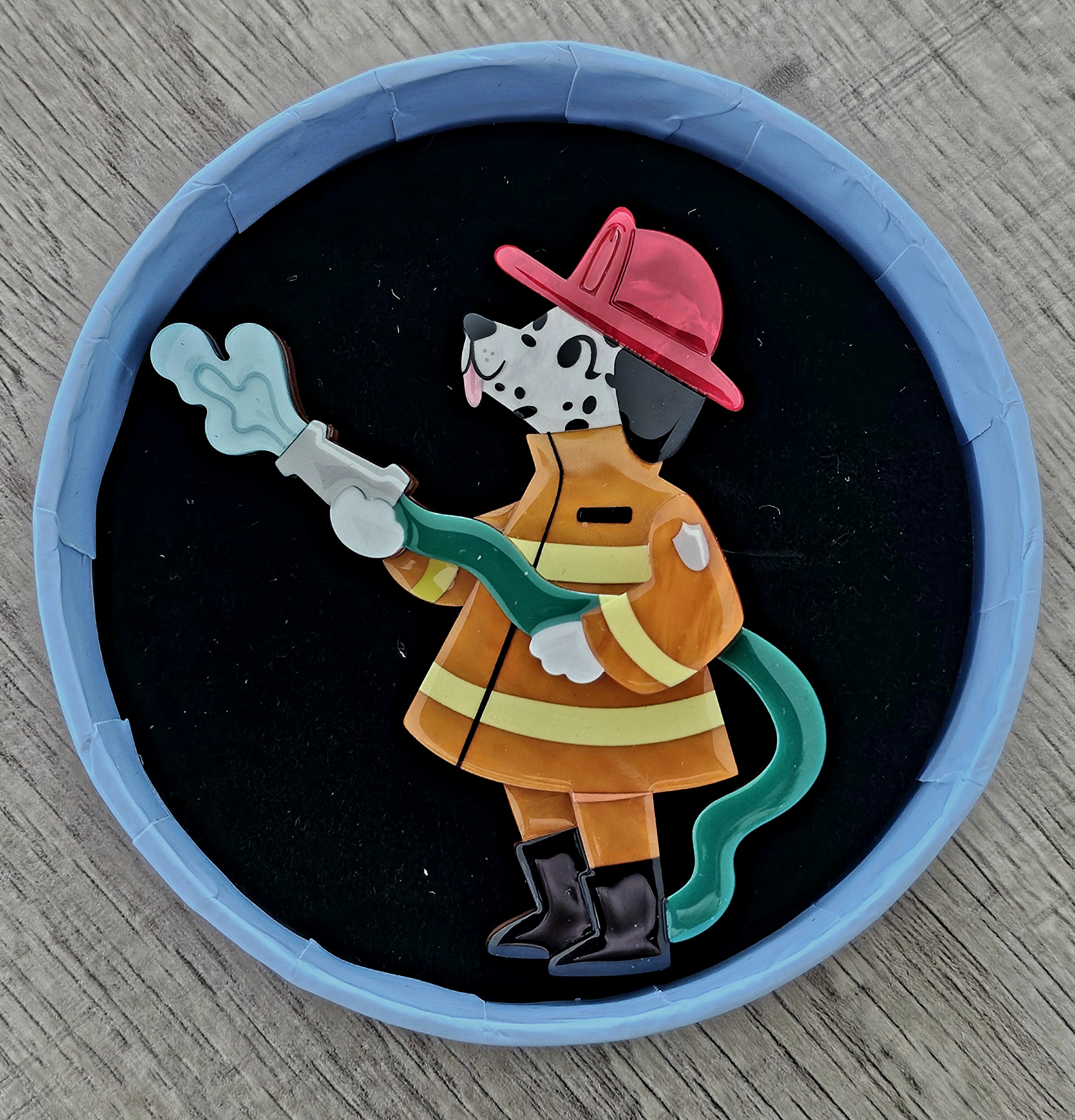 Erstwilder Brooch - Fire Chief Spot - morpeth antique centre hunter valley region erstwilder collectable professions hobbies career animals wild at work brooch fire chief spot fireman fighter rescue dalmation dog engine