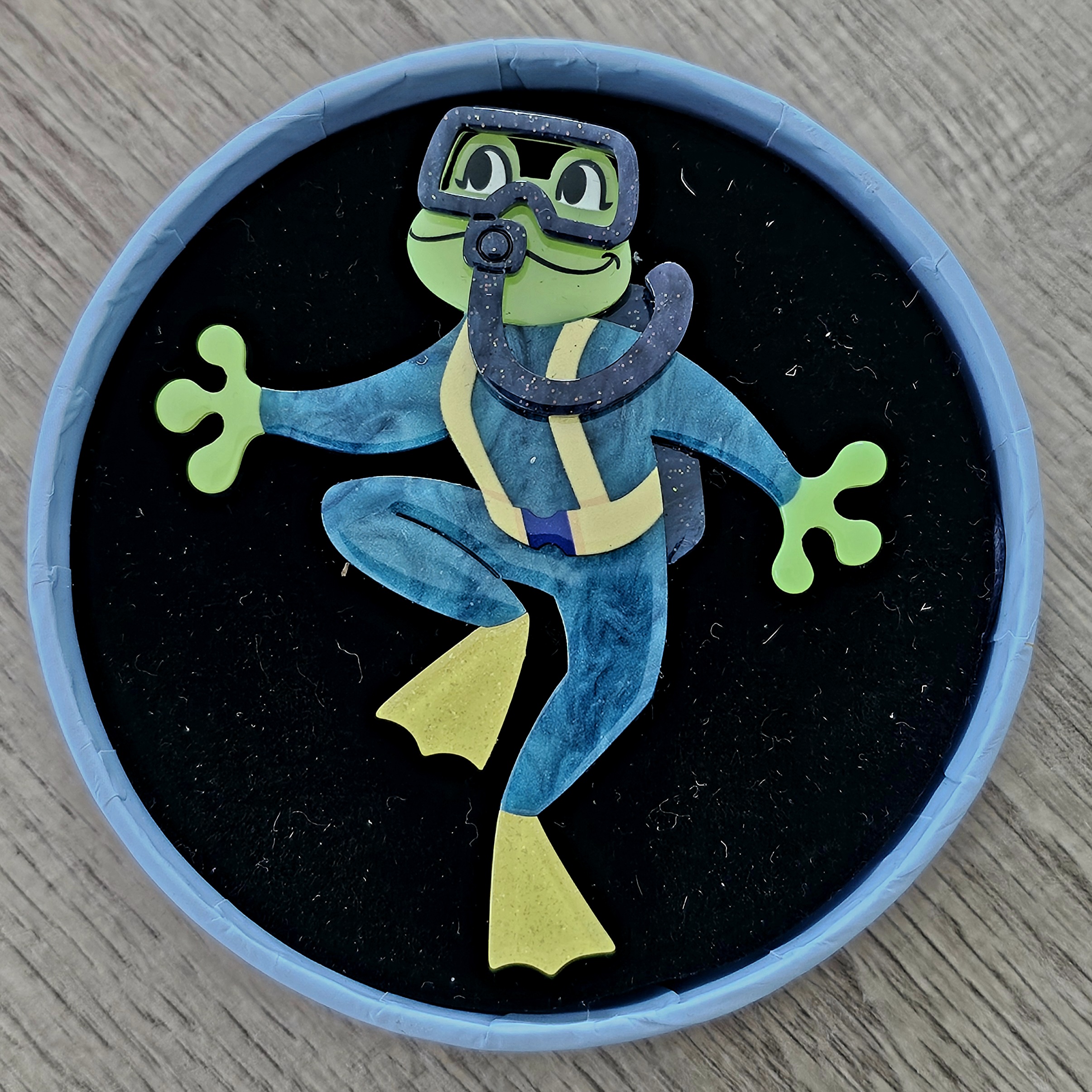 Erstwilder Brooch - Slick Swimmer - morpeth antique centre hunter valley region erstwilder collectable professions hobbies career animals wild at work brooch slick swimmer frog under water diver deep sea