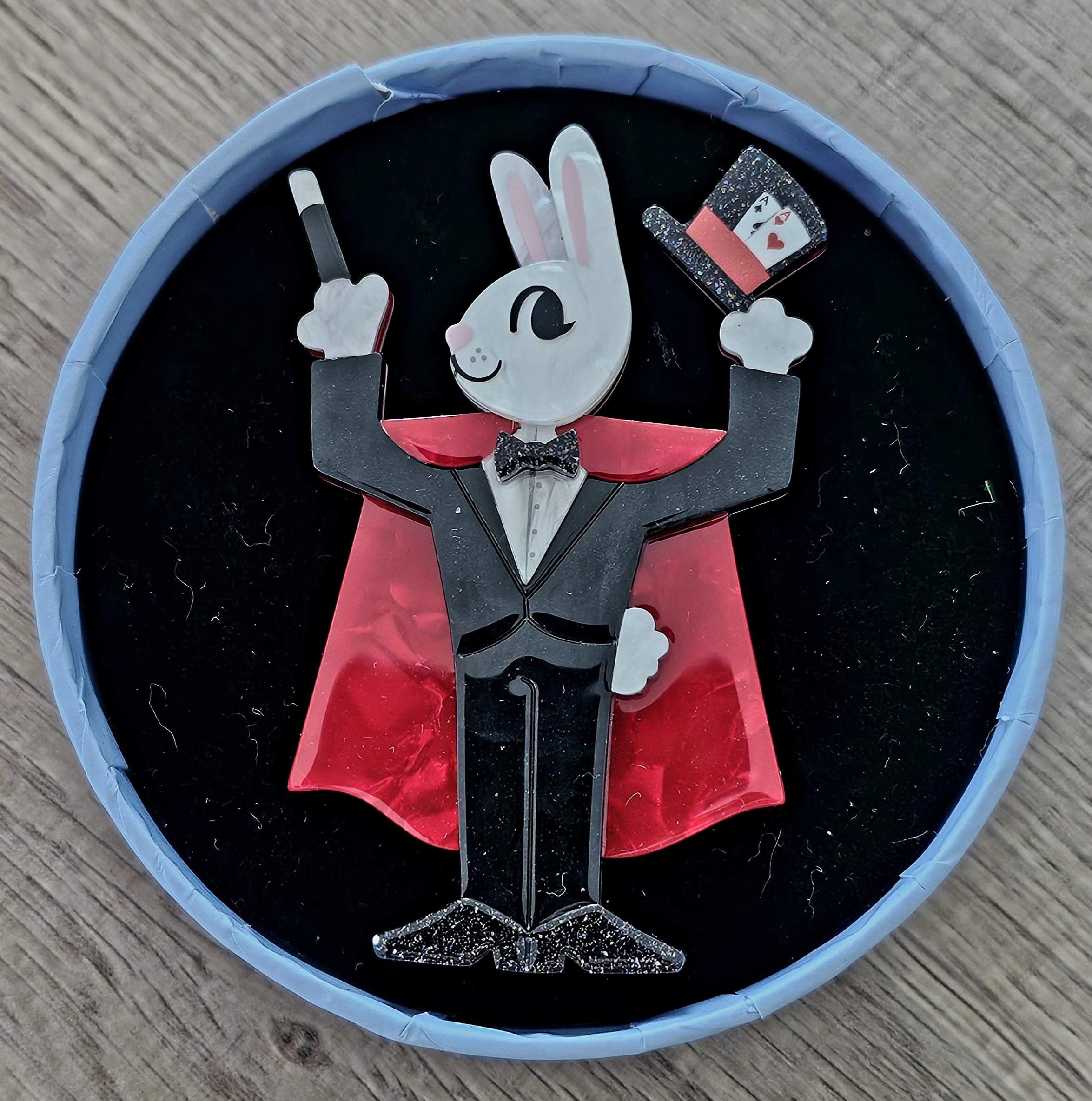 Erstwilder Brooch - Presto Cottontail - morpeth antique centre hunter valley region erstwilder collectable professions hobbies career animals wild at work brooch presto cottontail rabbit white magician illusionist stage show