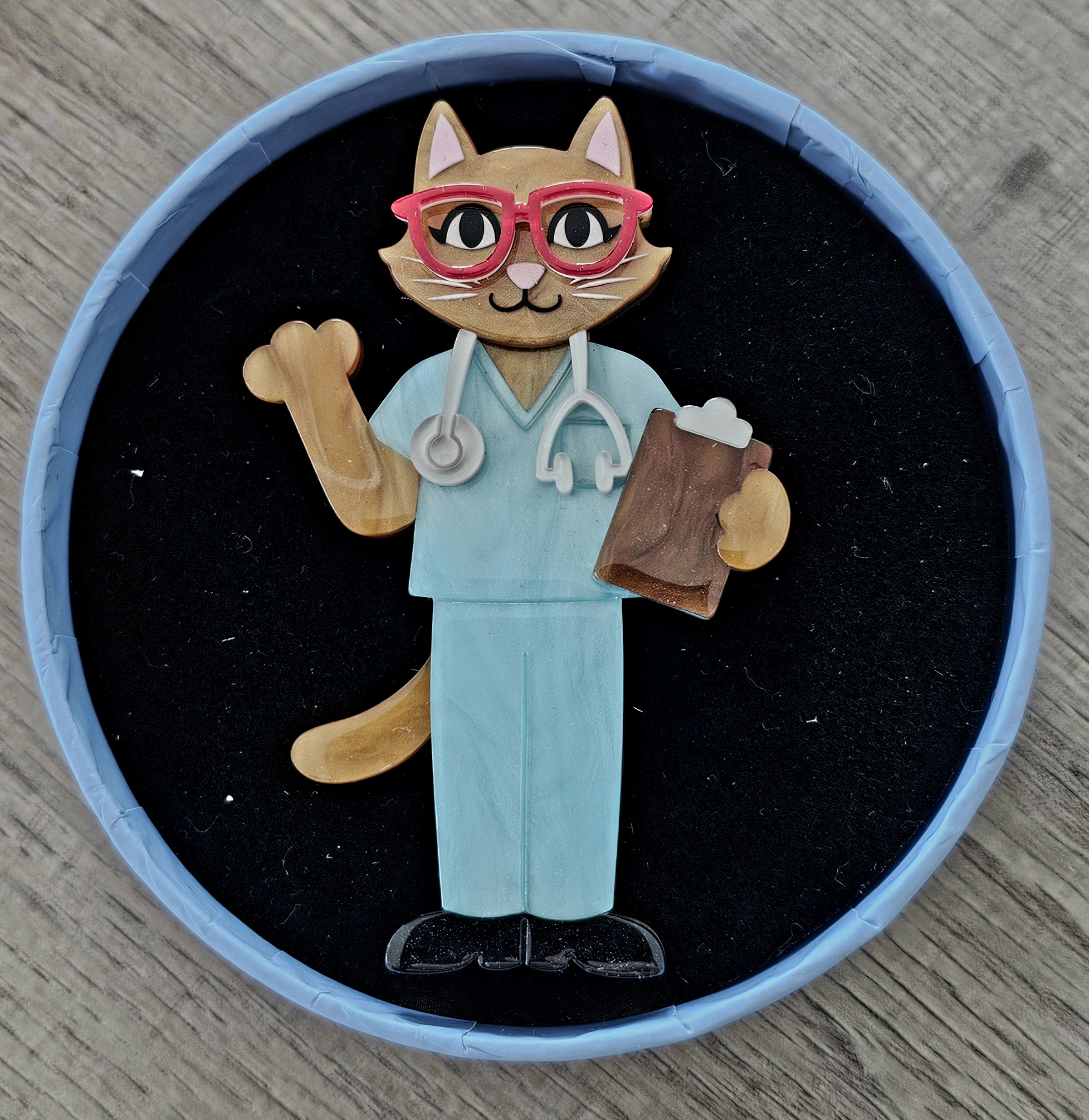 Erstwilder Brooch - Whiskers M.D. - morpeth antique centre hunter valley region erstwilder collectable professions hobbies career animals wild at work brooch whiskers m.d medical doctor general practitioner nurse emergency department