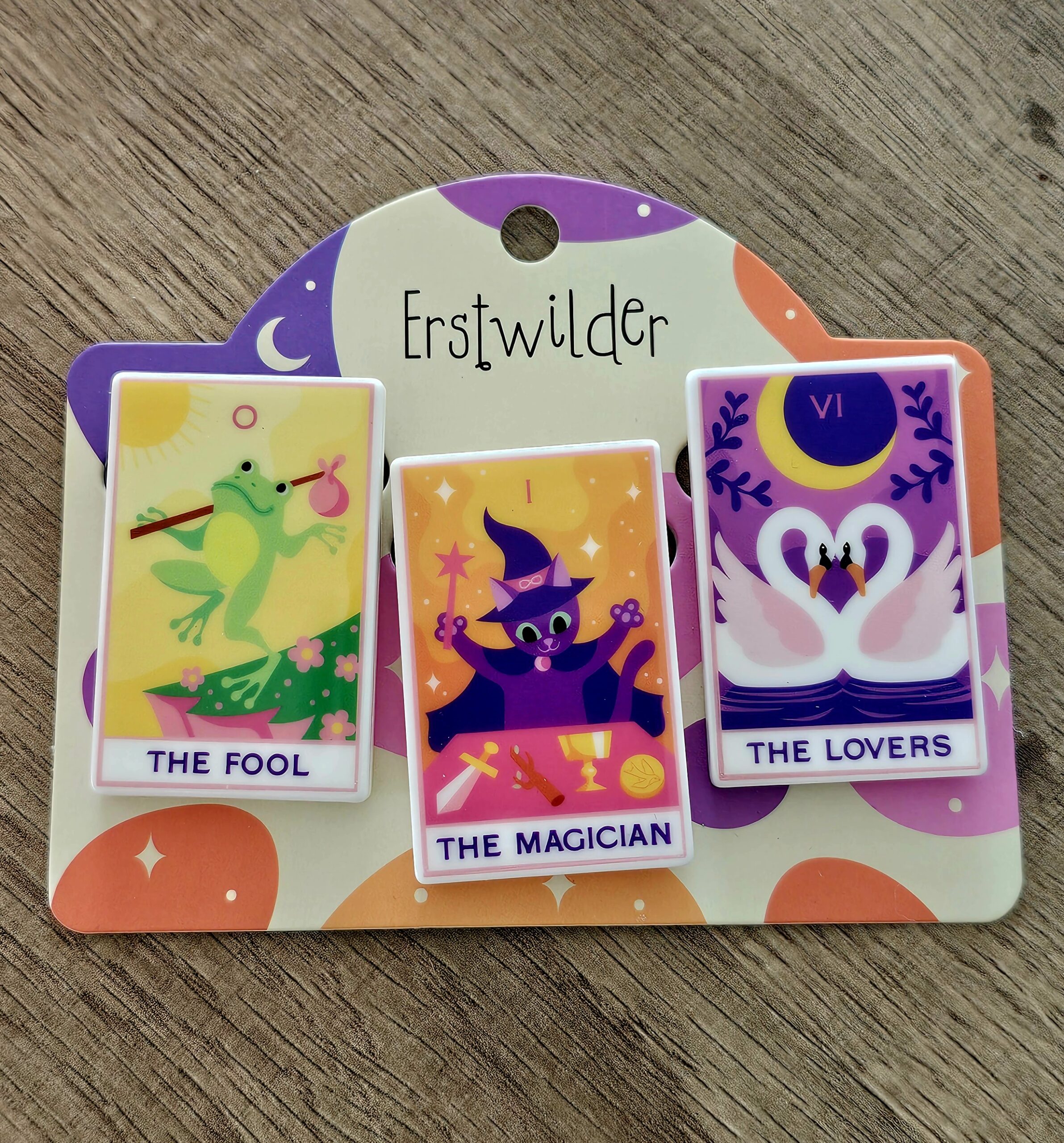 Erstwilder Brooch Trio - Tarot Cards - morpeth antique centre hunter valley region erstwilder collectable earrings necklace halloween midnight mischief spooky brooch mini tarot cards pack