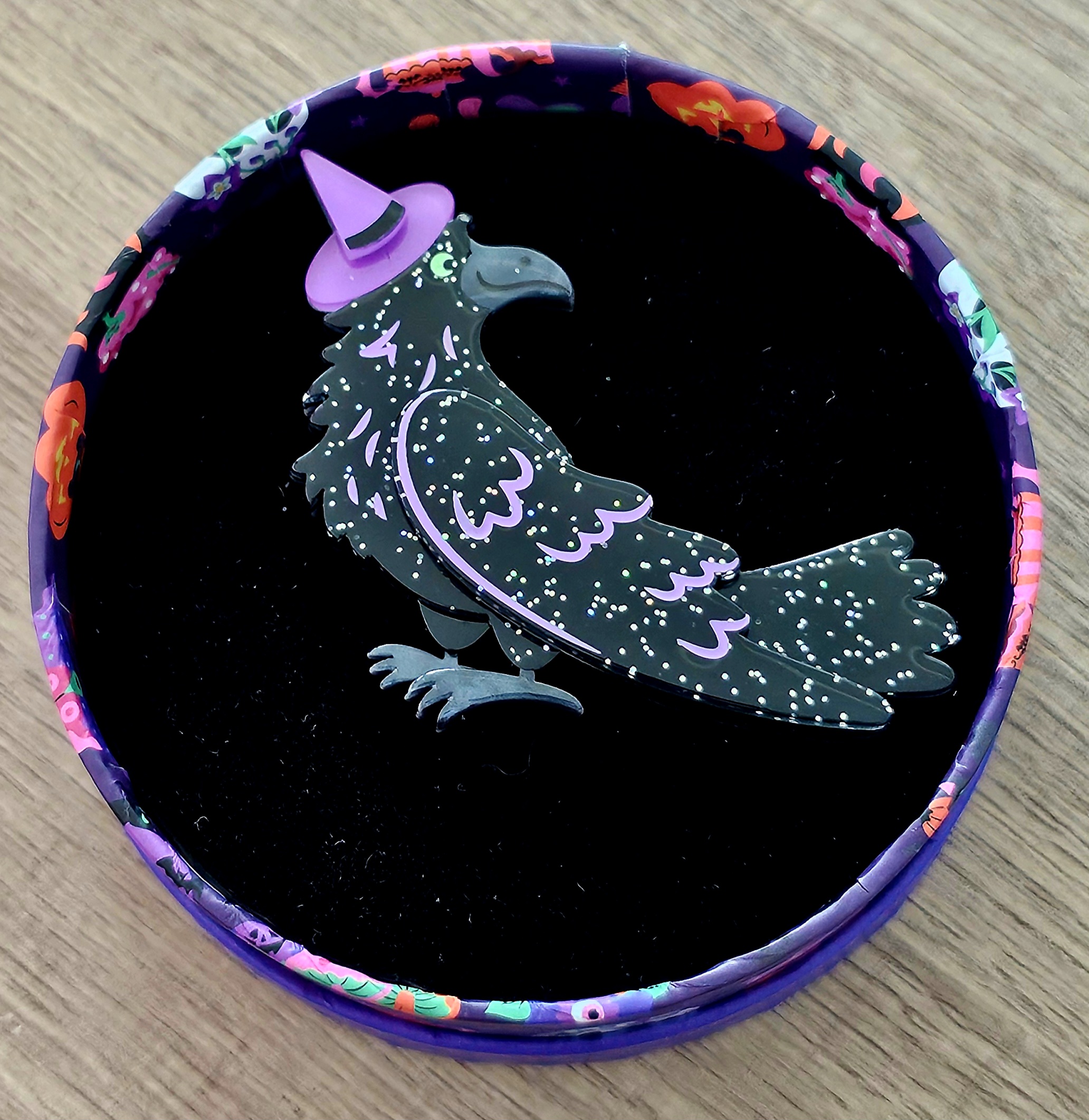 Erstwilder Brooch - Flirt & Flutter - morpeth antique centre hunter valley region erstwilder collectable earrings necklace halloween midnight mischief spooky brooch mini out of the shadows flirt flutter raven crow back bird