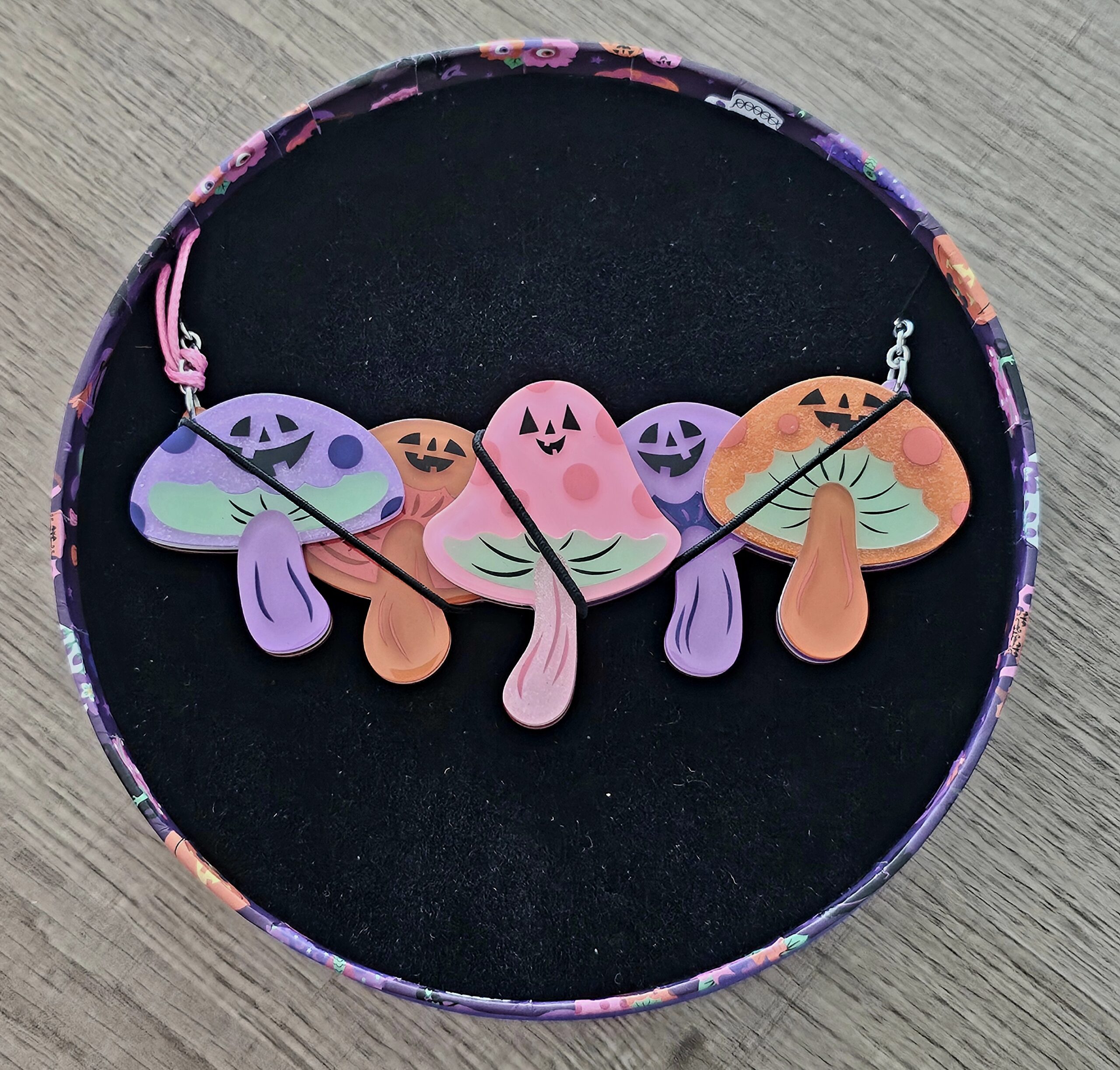 Erstwilder Necklace - Out of the Shadows - morpeth antique centre hunter valley region erstwilder collectable earrings necklace halloween midnight mischief spooky brooch mini out of the shadows mushroom toadstool glow in the dark