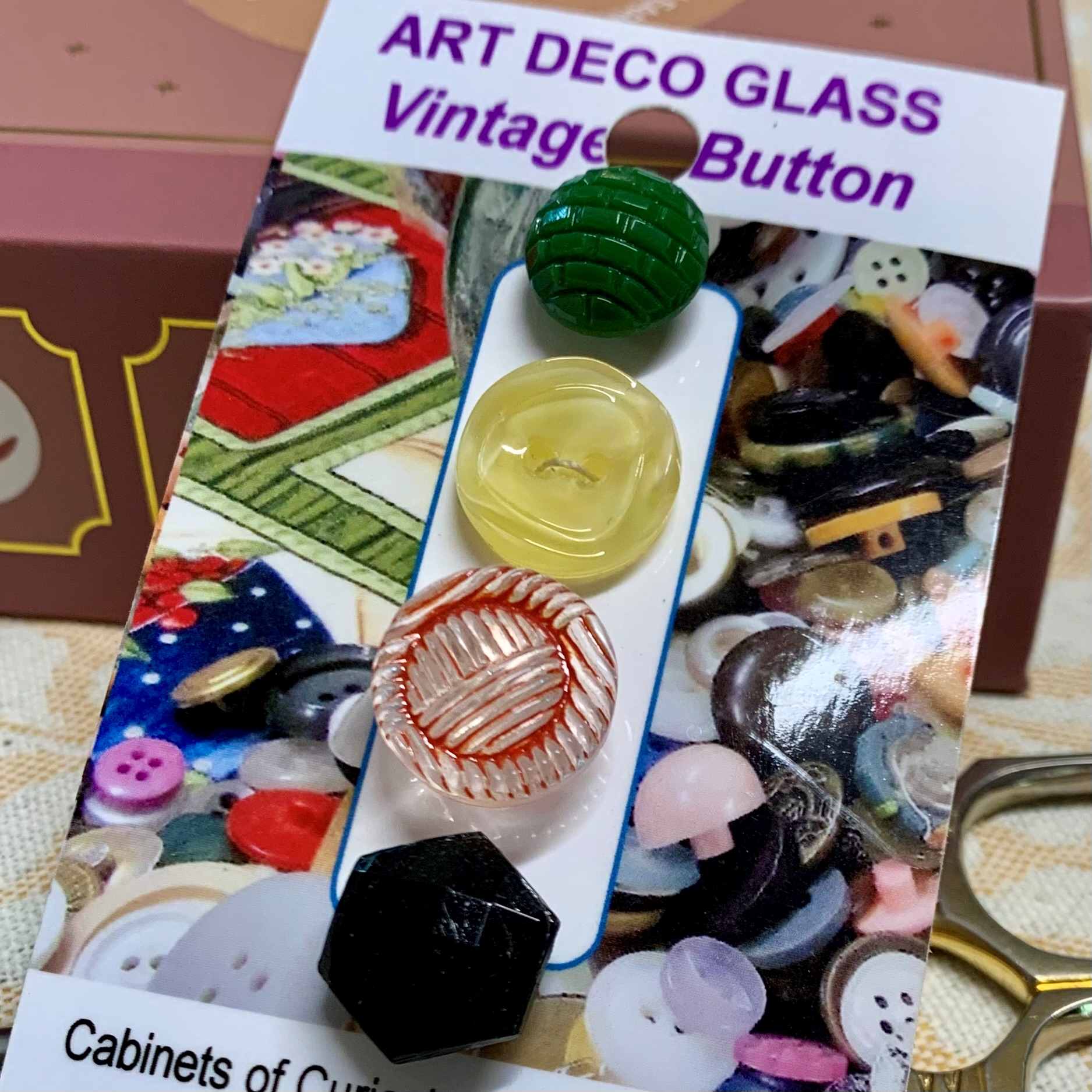 Art Deco Buttons x 4 (code 542) - Buttons at Morpeth Antique Centre Hunter Valley NSW art deco vintage