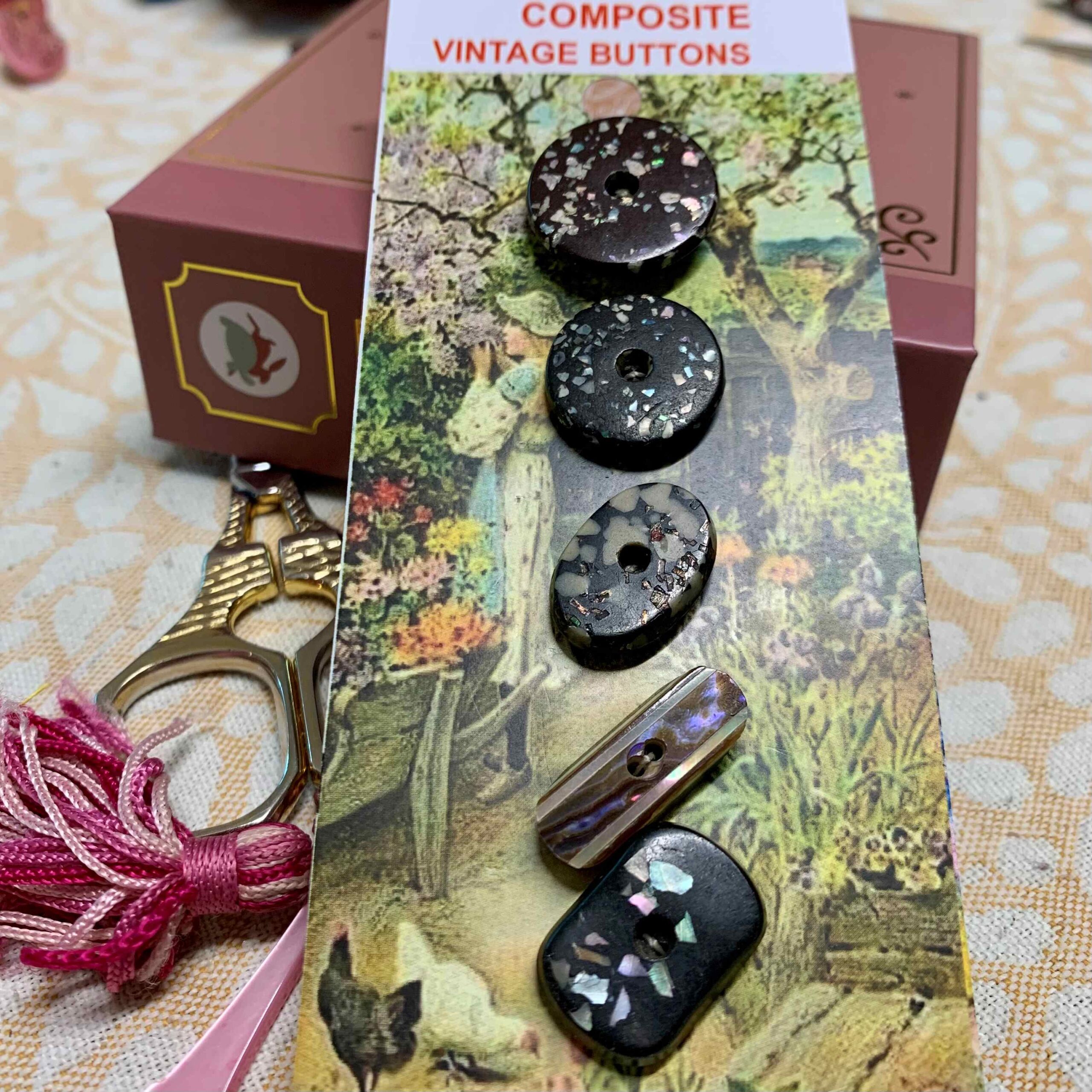 Composite Buttons x 5 (code 524) - Buttons at Morpeth Antique Centre Hunter Valley NSW composite vintage