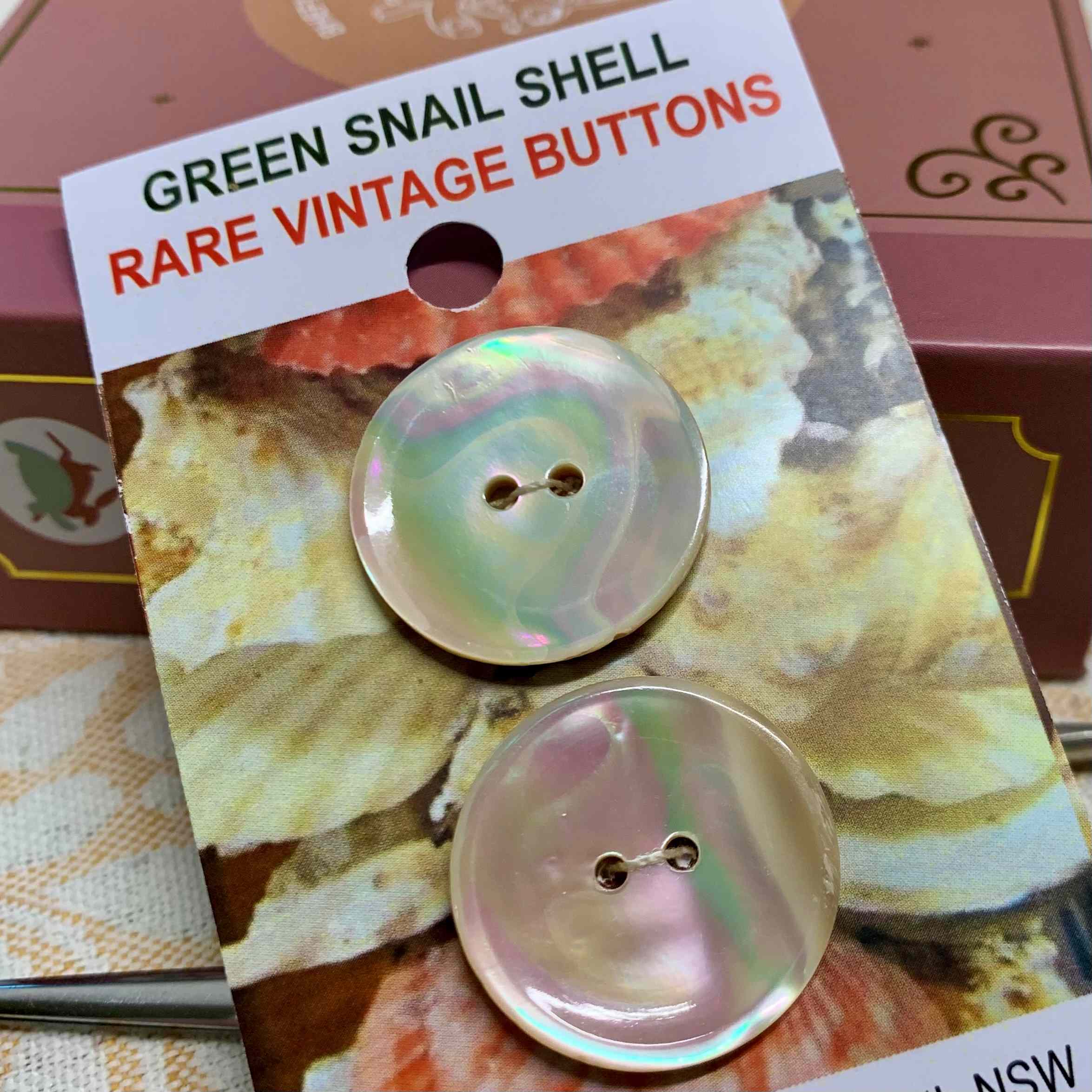 Sea Snail Shell Buttons x 2 (code 540) - Buttons at Morpeth Antique Centre Hunter Valley NSW snail shell