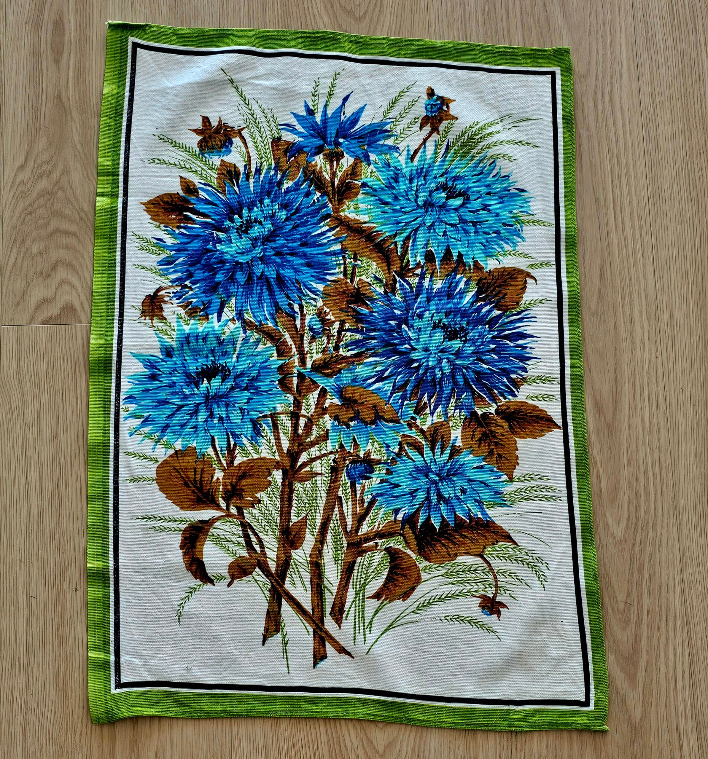 Teatowel - Cornflowers - morpeth antique centre hunter valley region vintage tea towel linen cotton roadtrip towns villages international cornflowers irish ulster weaver