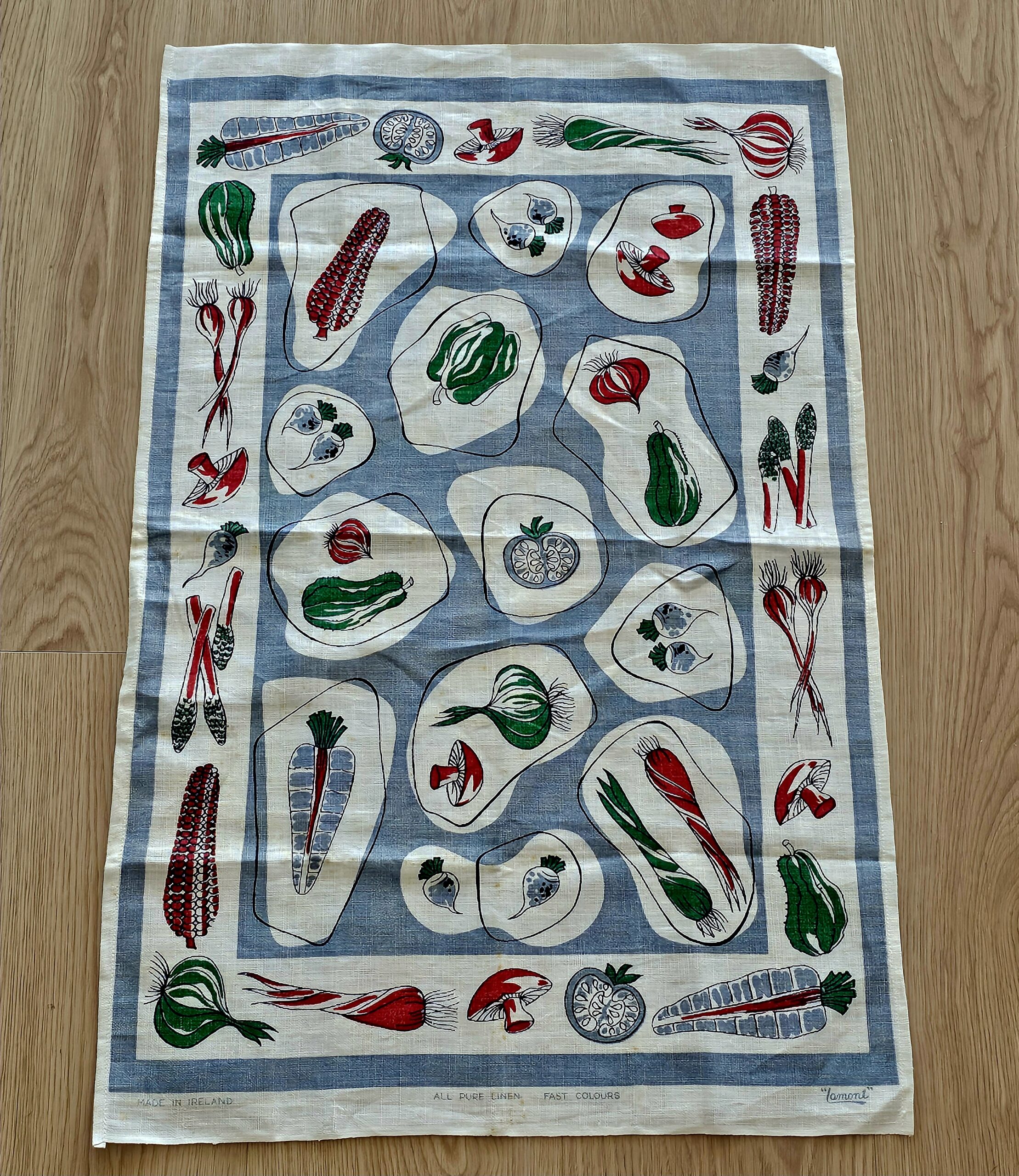 Teatowel - Winter Vegetables - morpeth antique centre hunter valley region vintage tea towel linen cotton roadtrip towns villages international winter vegetables retro
