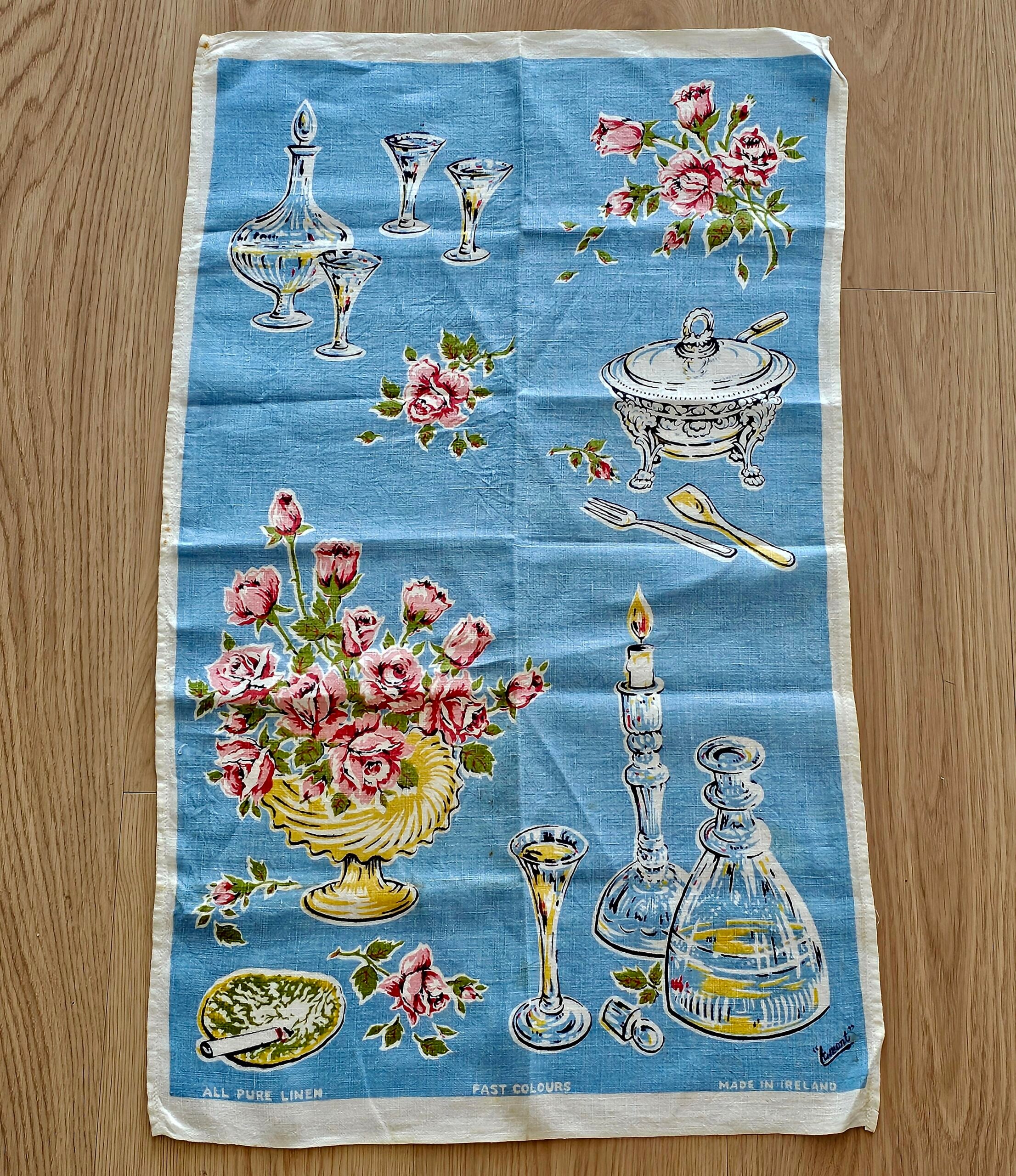Teatowel - Dinner by Candlelight - morpeth antique centre hunter valley region vintage tea towel linen cotton roadtrip towns villages international dinner by candlelight