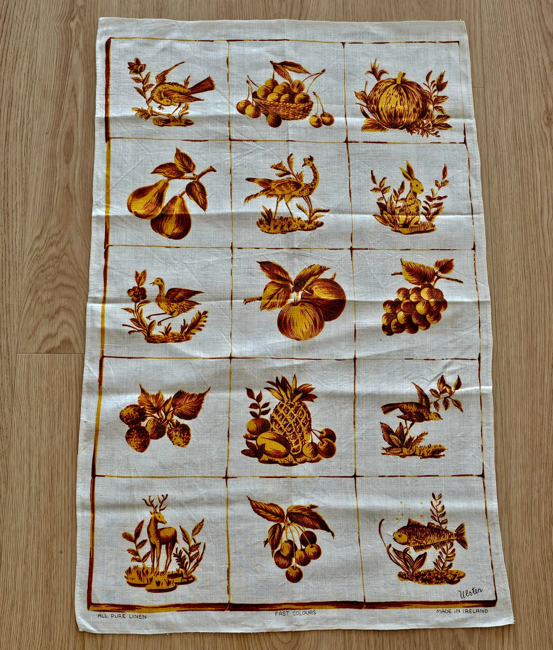 Teatowel - Kitchen Tile Designs - morpeth antique centre hunter valley region vintage tea towel linen cotton roadtrip towns villages international kitchen tiles 1970's