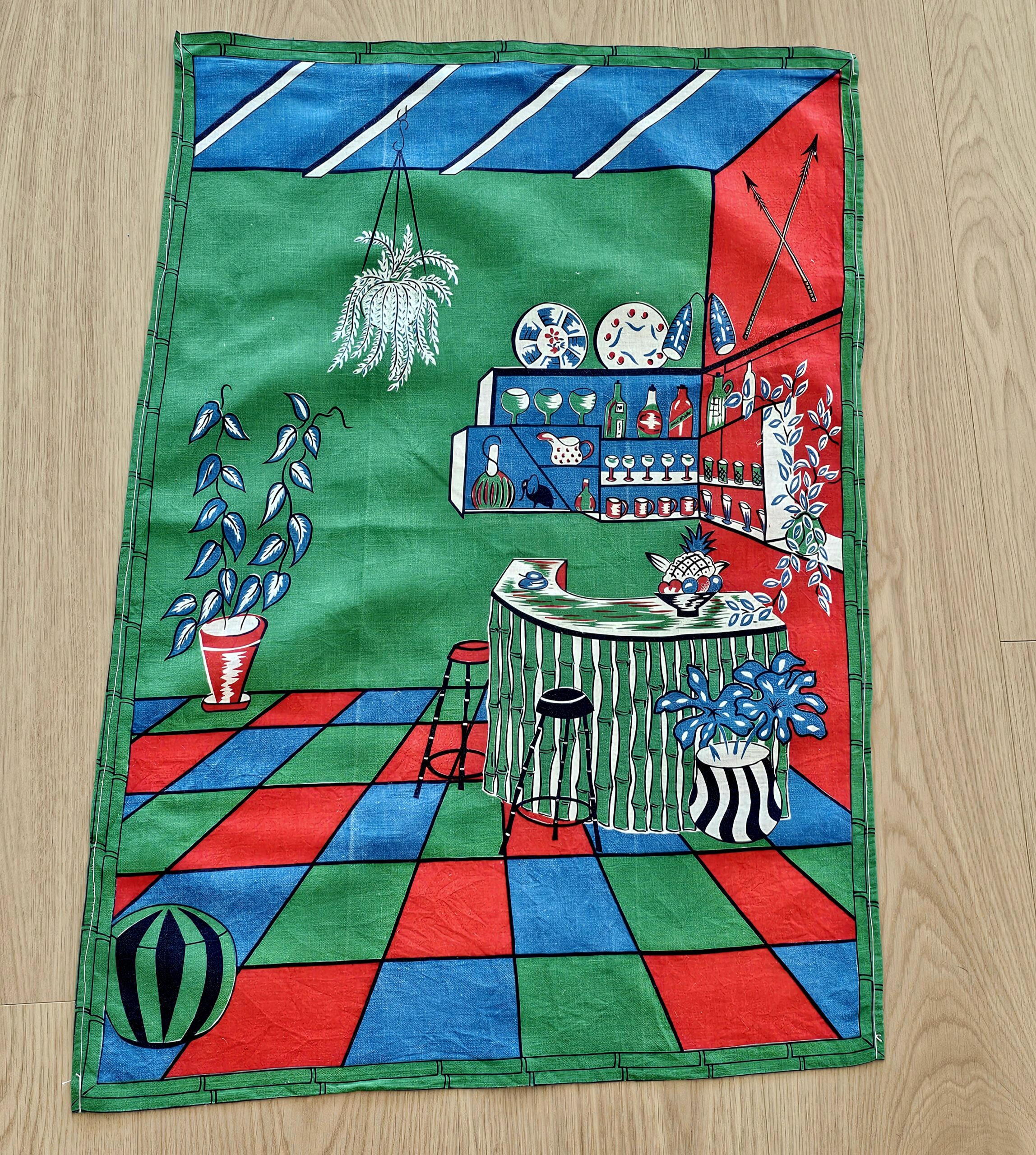 Teatowel - Drinks at the Resort - morpeth antique centre hunter valley region vintage tea towel linen cotton roadtrip towns villages international