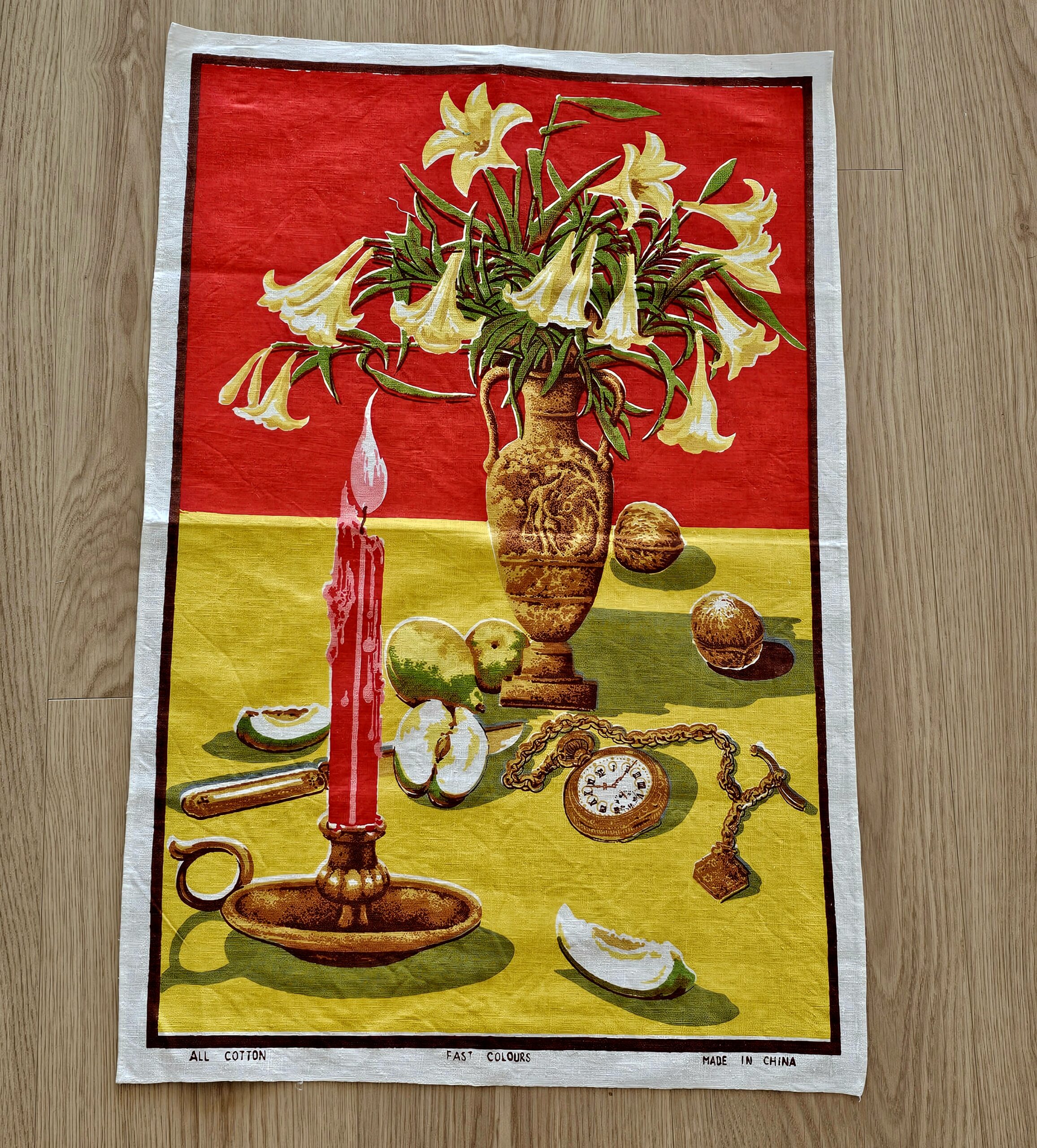 Teatowel - Ten O'Clock - morpeth antique centre hunter valley region vintage tea towel linen cotton roadtrip towns villages international ten o clock