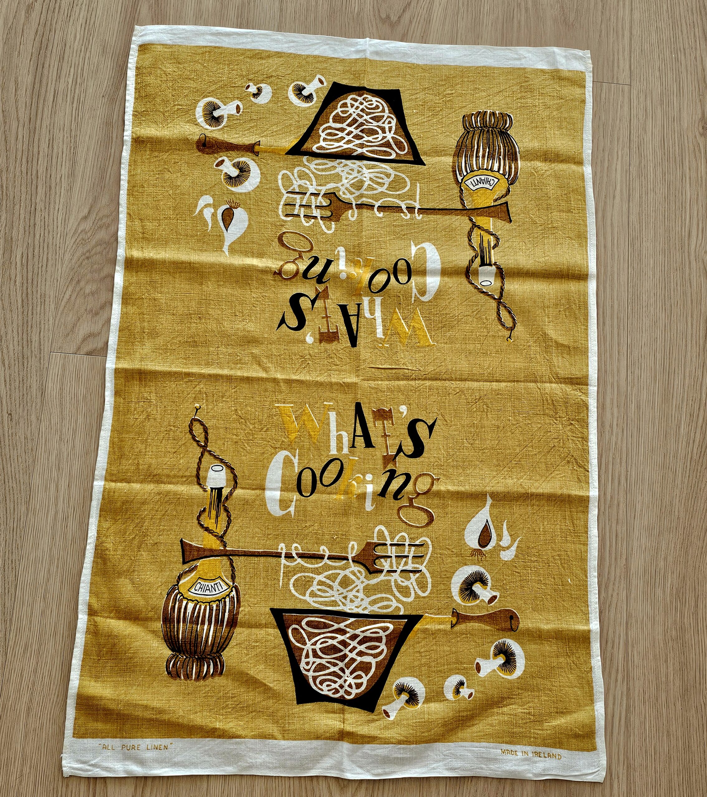 Teatowel - What's Cooking? - morpeth antique centre hunter valley region vintage tea towel road trip linen irish ulster weavers cotton international domestic australian what's cooking