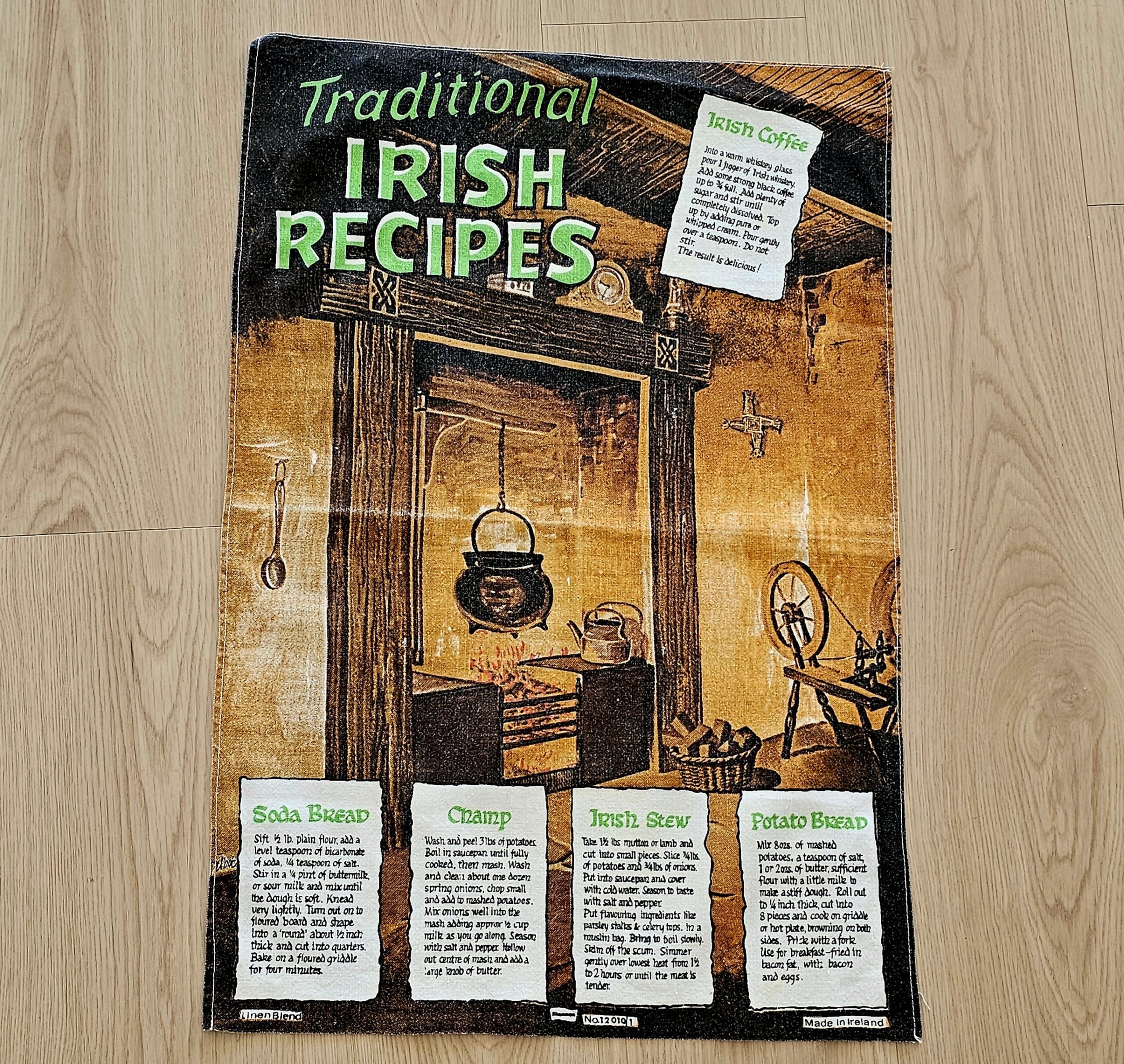 Teatowel - Irish Recipes - morpeth antique centre hunter valley region vintage tea towel road trip linen irish ulster weavers cotton international domestic australian irish recipes
